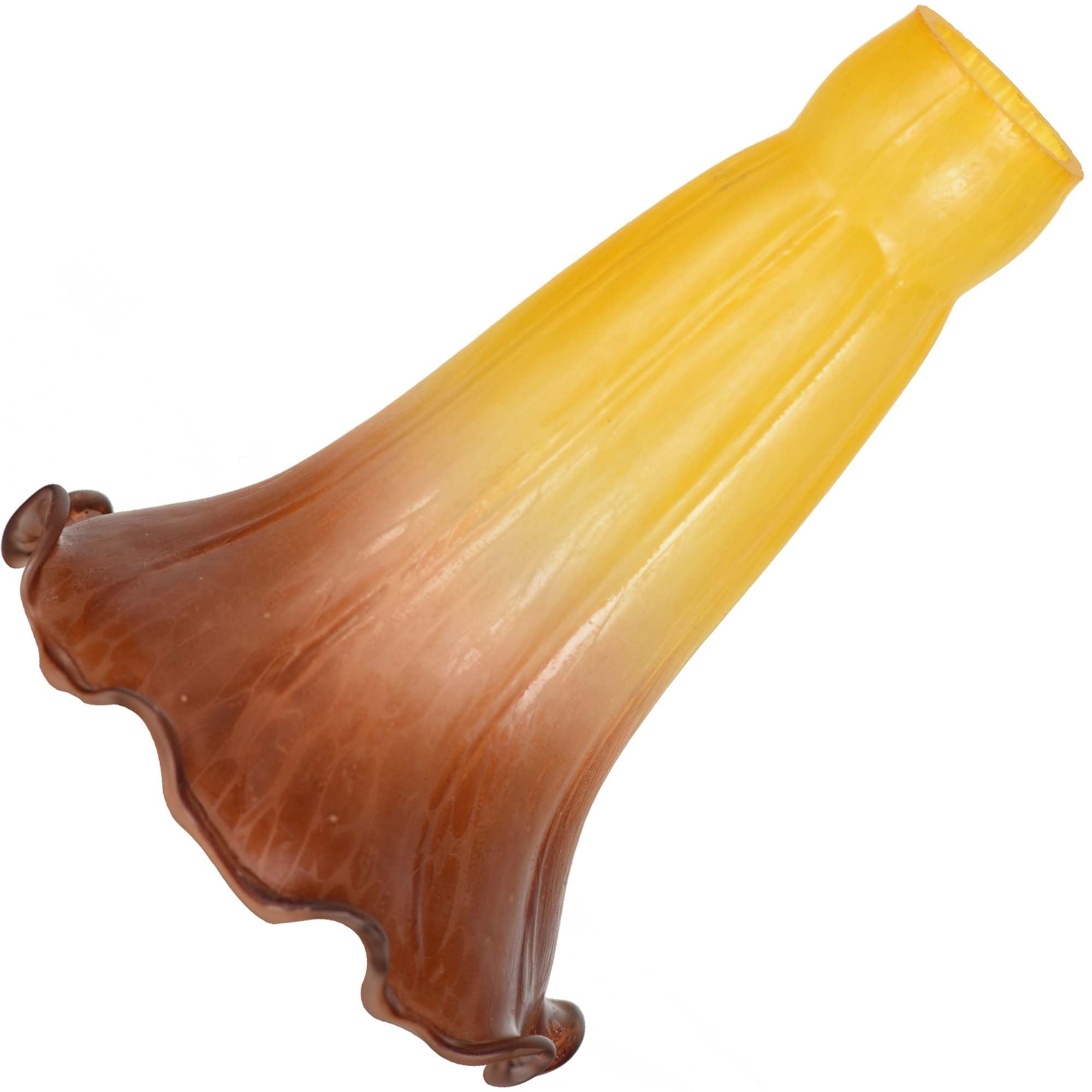 Bieye LS18S Lily Flower Blown Glass Lampshade (Yellow Brown, Opening I.D. 0.87'' x O.D. 1'')