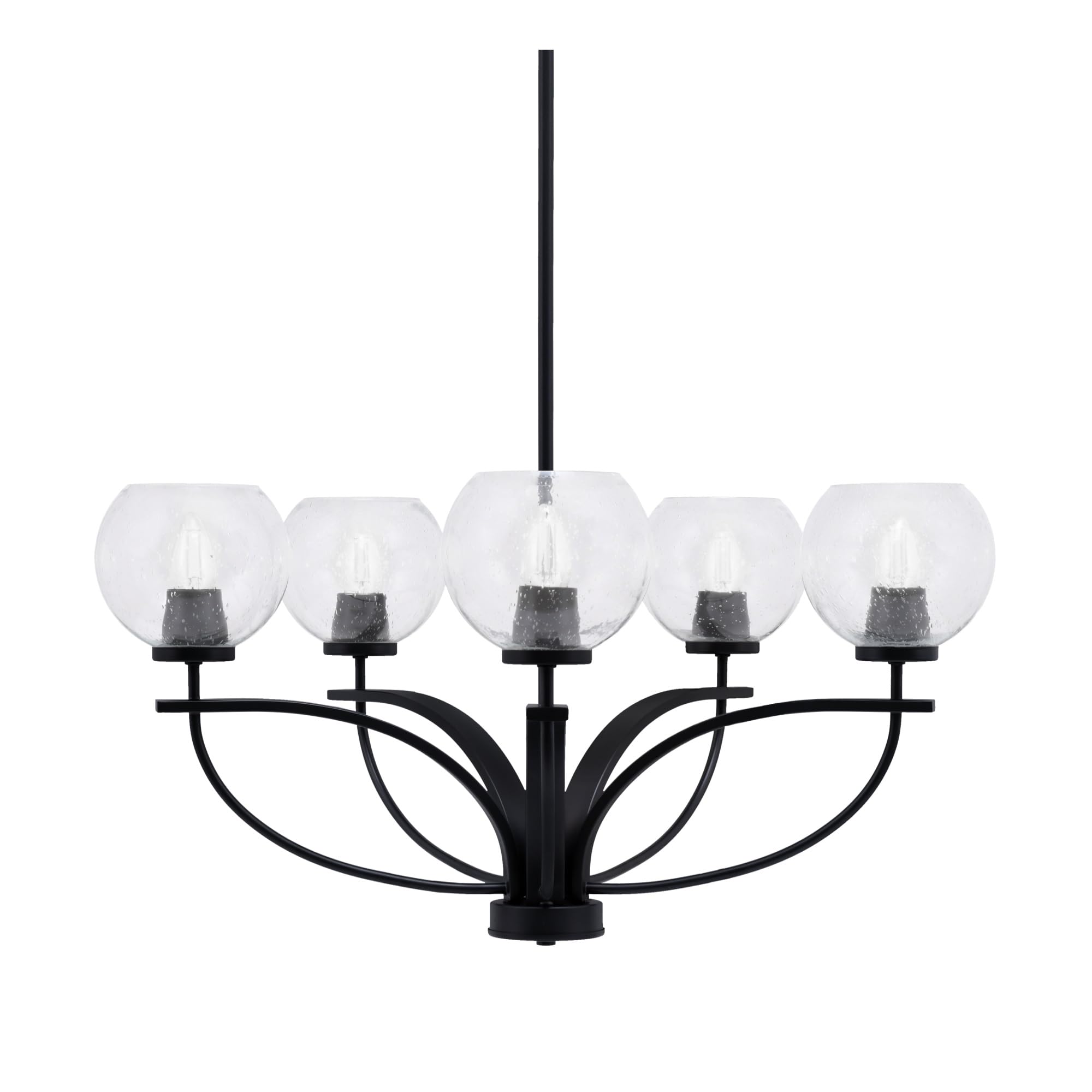 Toltec Lighting Cavella 5 Light Chandelier in Matte Black Finish with 5.75&quot; Clear Bubble Glass