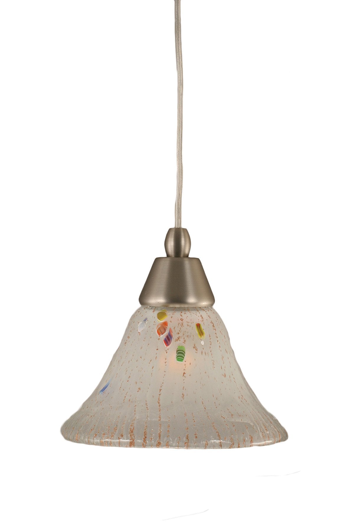 Toltech Lighting 22-Bn-751 7-Inch Cord Mini-Pendant Light Brushed Nickel Finish With Frosted Crystal Glass