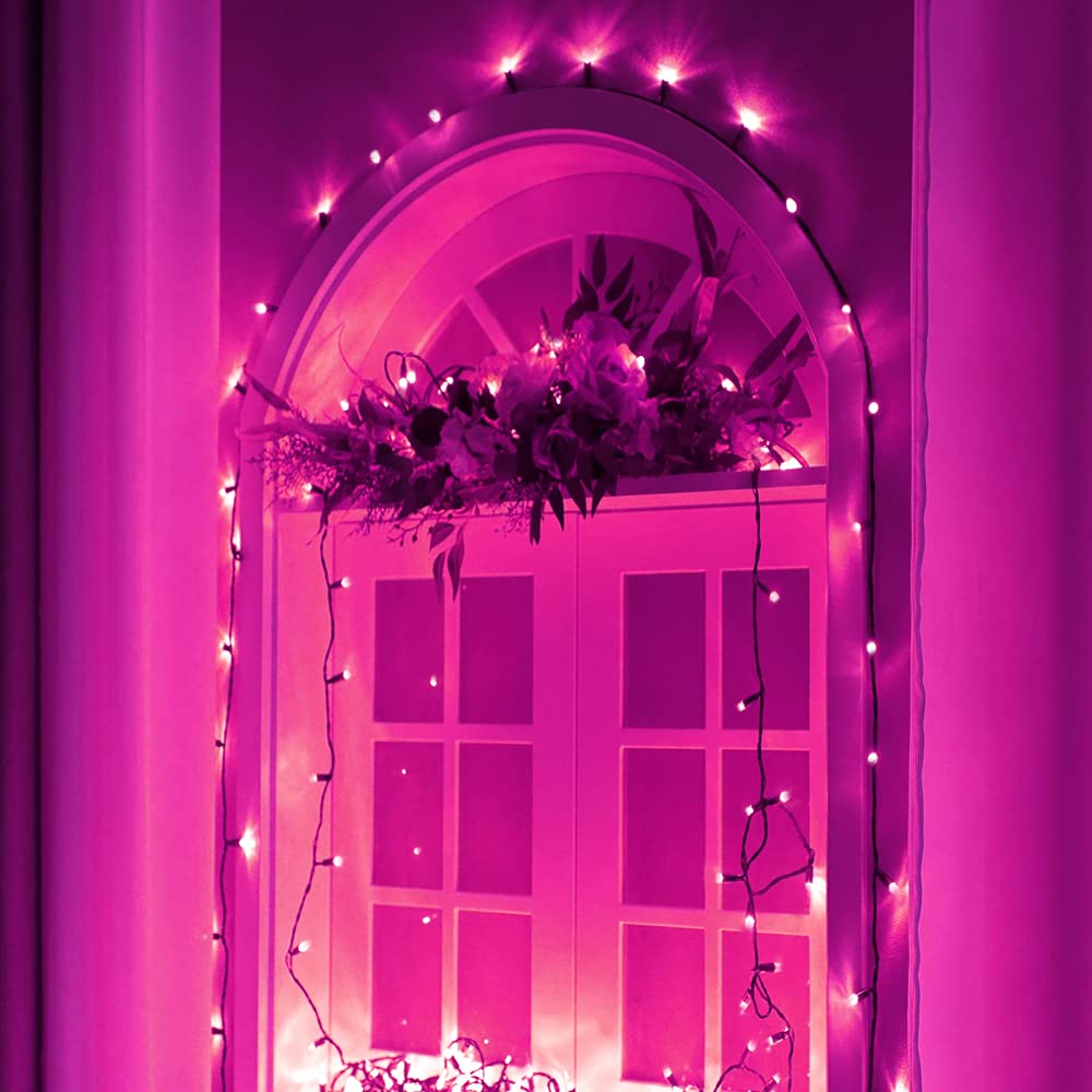 Pooqla Pink String Lights, 200 Led 66 Ft Indoor And Outdoor Decorative Led Lights, 8 Modes Valentines Day Pink Fairy Lights For