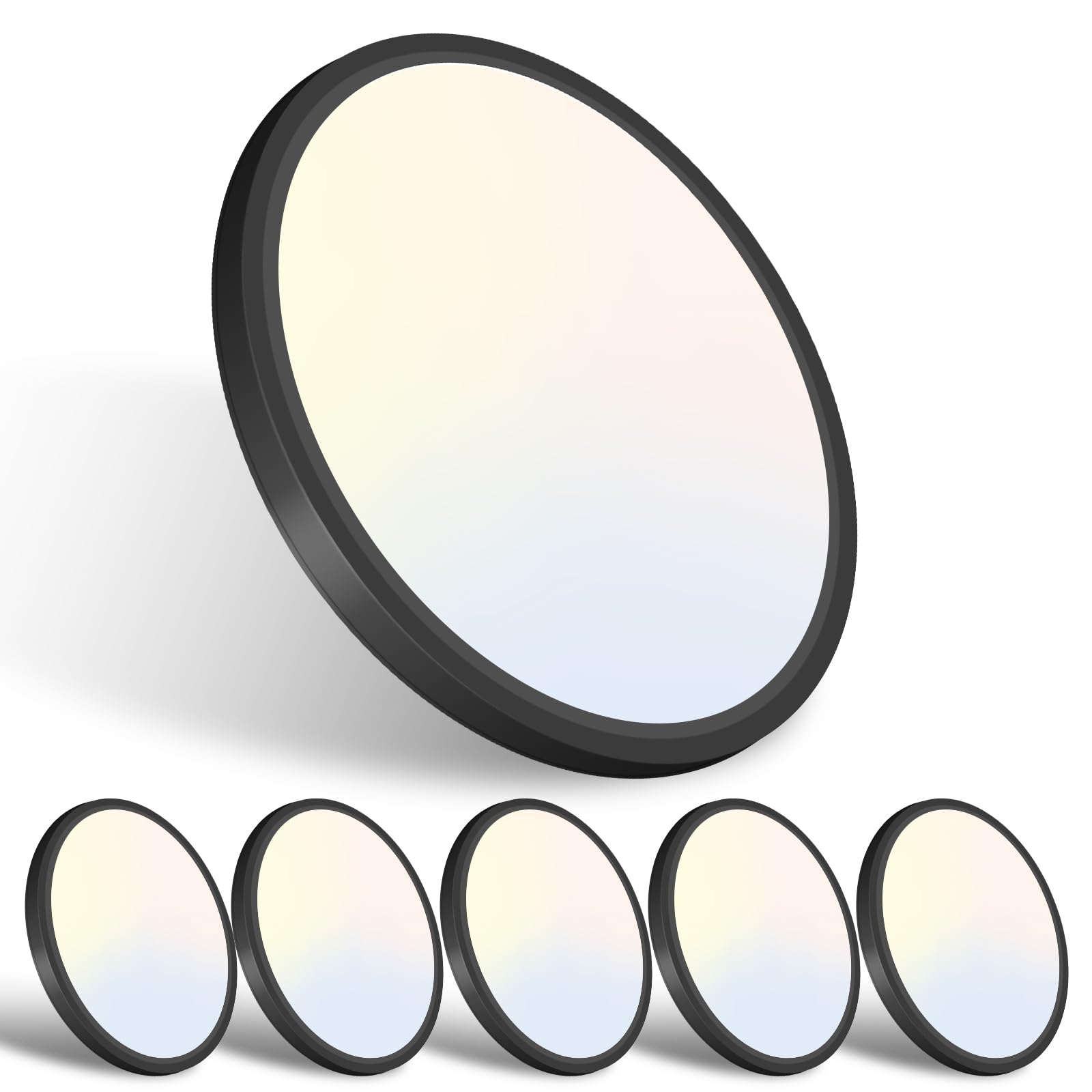 libtit 6Pack 7 inch Flush Mount Ceiling Light - 15W 1500Lm Surface Mount LED Light Fixture,3000k/4000k/6500k Color Selectable, B