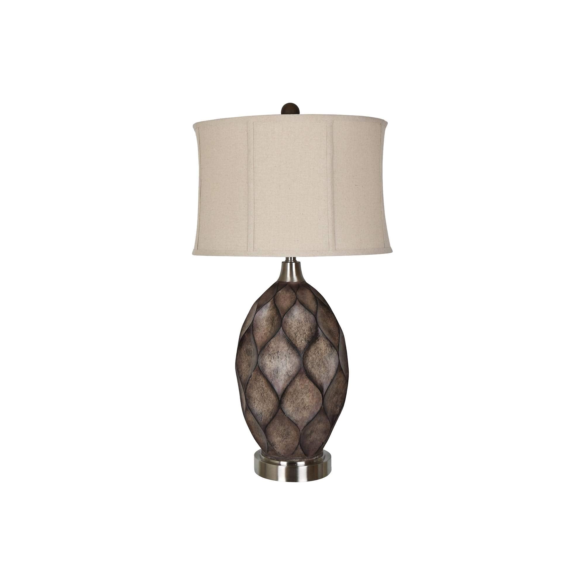 crestview collection cVAVP1038 34 in Kimball Table Lamp - carved Wood & Nickel Finish