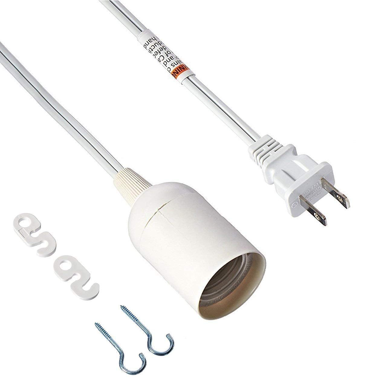 Simple Deluxe 360W Extension Hanging Lantern Light, 15ft Cord, E26/E27 Socket, On/Off Switch, White Plastic