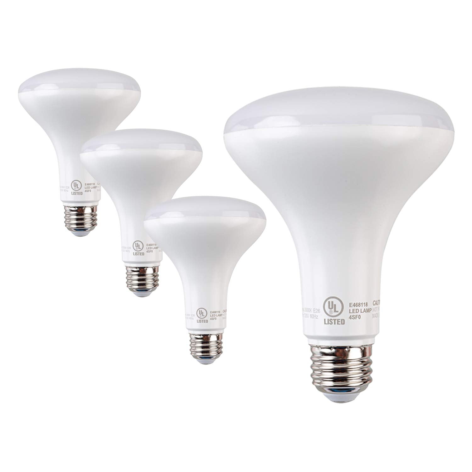 SLEEKLIGHTING BR30 LED Dimmable Flood Light Bulb 11W, 850 Lumens, E26 Base, 2700K, Pack of 4
