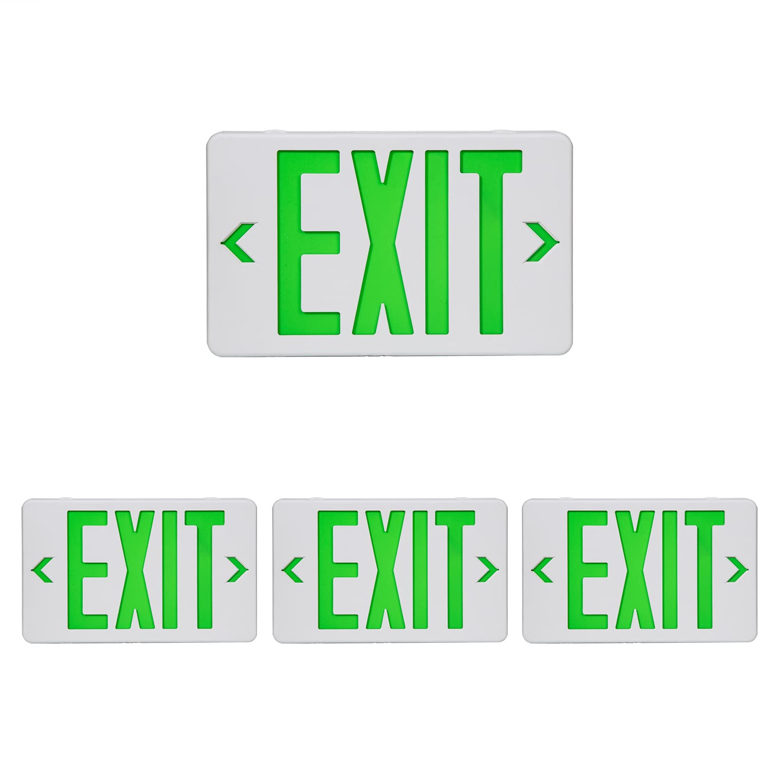 Cm Mzy Led Exit Sign With Emergency Lights,Exit Sign Light With Battery Backup, Double Side Green Letter Commercial Emergency Exit Sign Lights,Ac 120-277V, Ul Certified, 4 Pcs