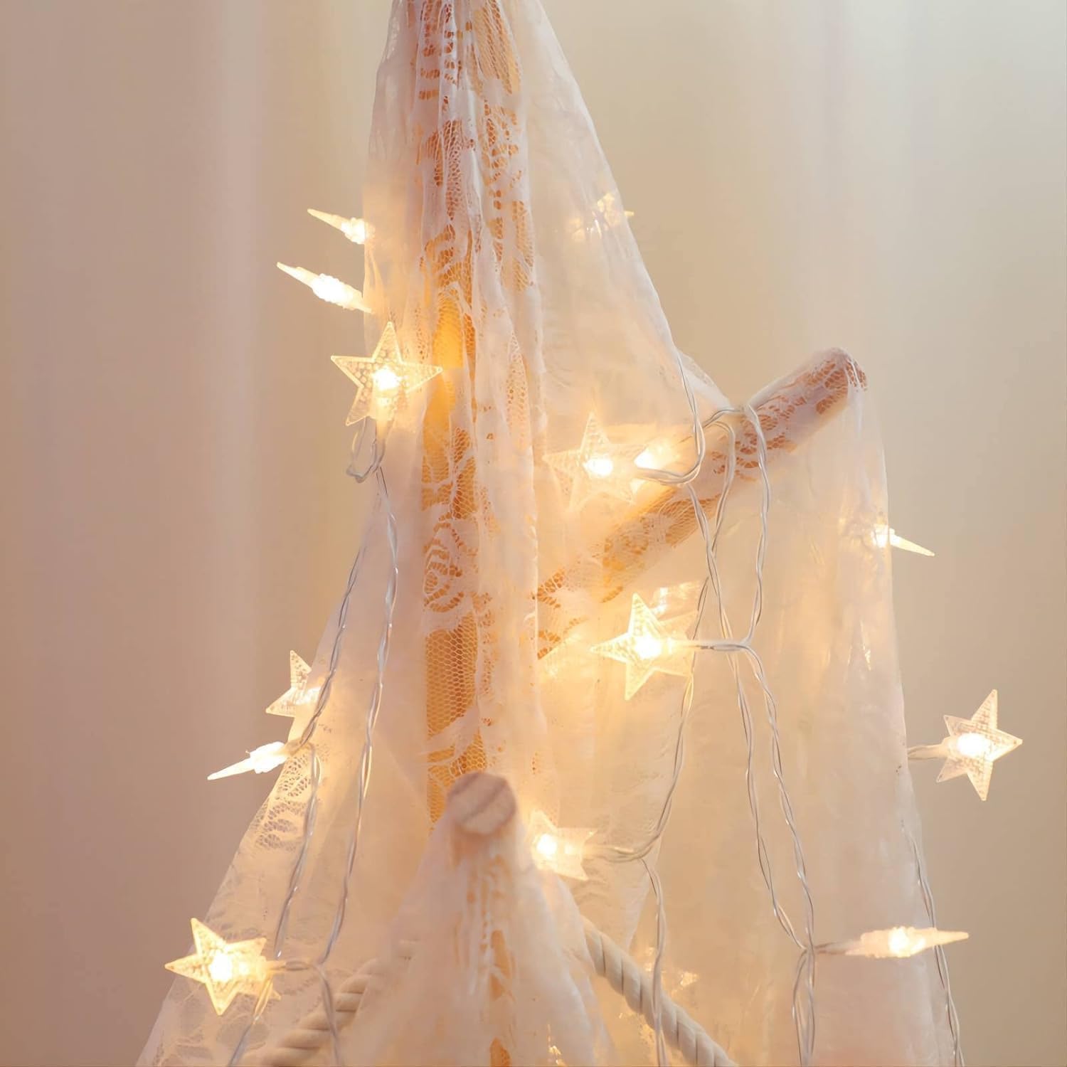 Christmas Star String Lights, 20 Ft 40 Led Battery Operated 8 Modes Timer Warm White Twinkle Lights Hanging Fairy Light For Bedroom Room Office Party Home Indoor Outdoor Xmas Decor Tree Decorations
