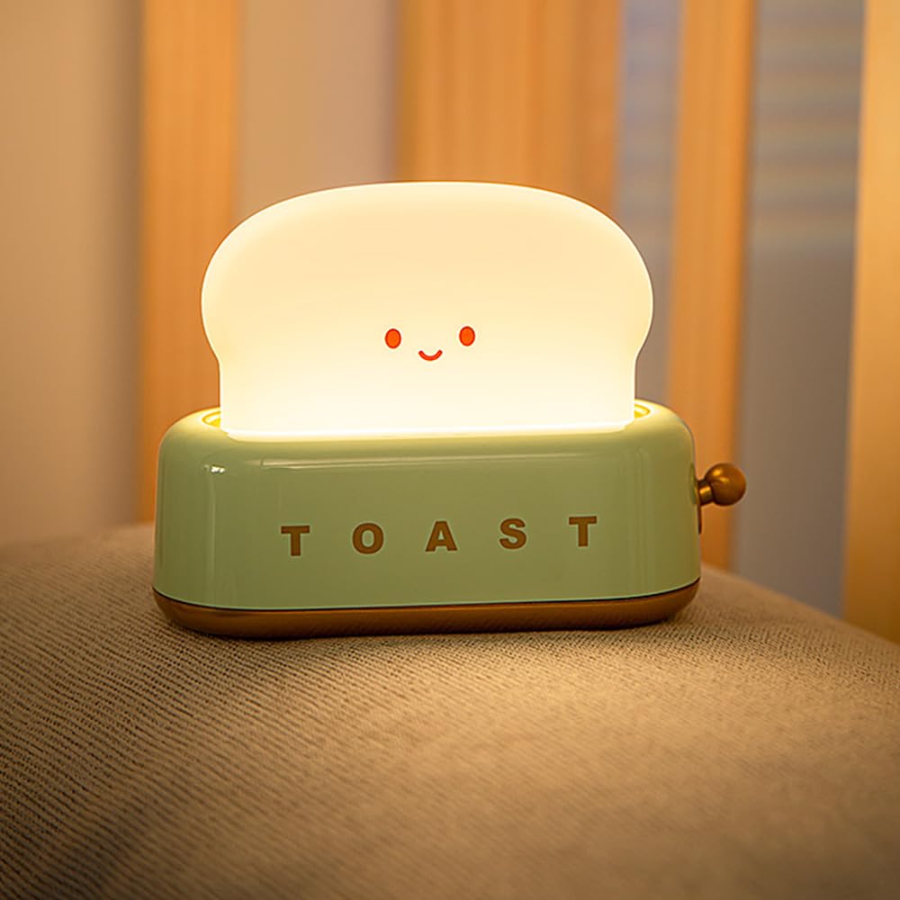Myratts Led Cute Toaster Lamp  Kawaii Led Toast Bread Night Light  Super Squishy Silicone Usb Rechargeable And Portable Light With Timer  Xmas Ideal Gifts For Baby Kids Girls Teens Teenages