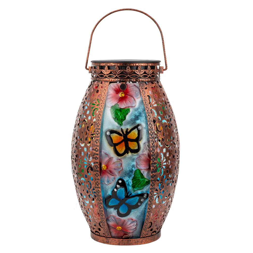 VEWOGARDEN Solar Lanterns Outdoor Waterproof Hanging Decorative Butterfly Solar Lights for Patio Porch Garden Table Decor