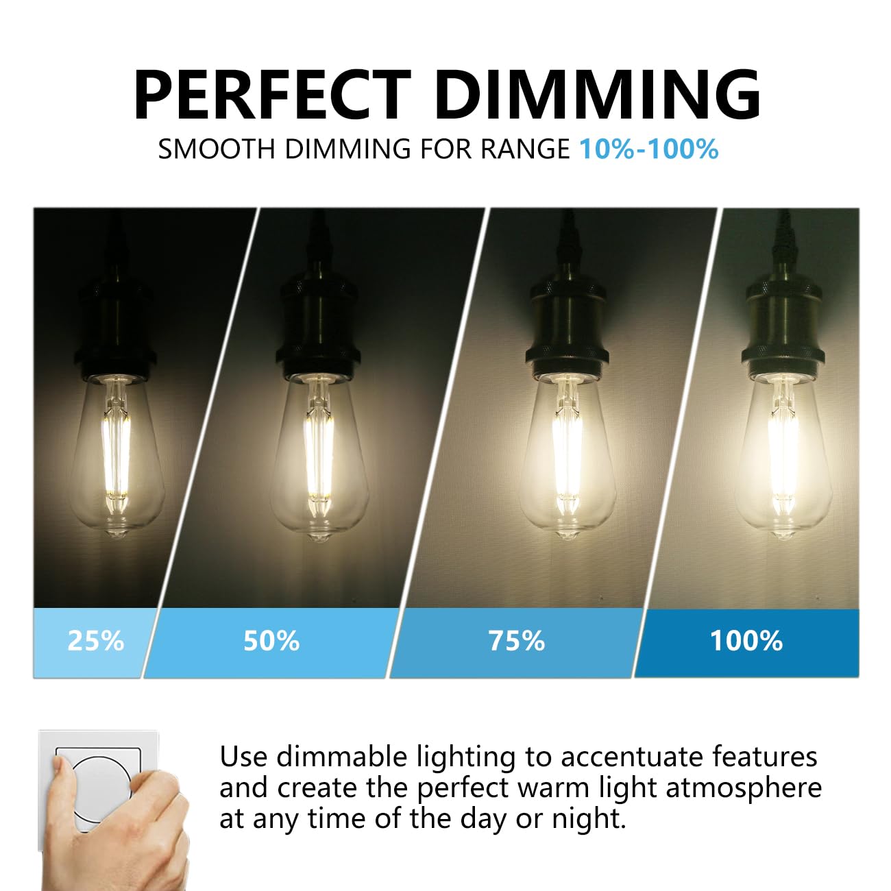 4Pack St58/St19 Vintage Led Edison Bulbs, Daylight White 4000K, 6W Equivalent 60W Led Filament Light Bulbs, Dimmable 700Lm, E26