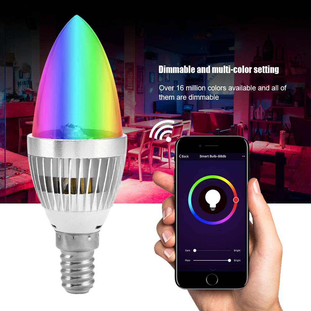 Atyhao RGB Candle Light, E14 E12 3W RGB LED Color Changing Candle Light Lamp Bulb Remote Control Kit for Corridors, Toilets, Cor