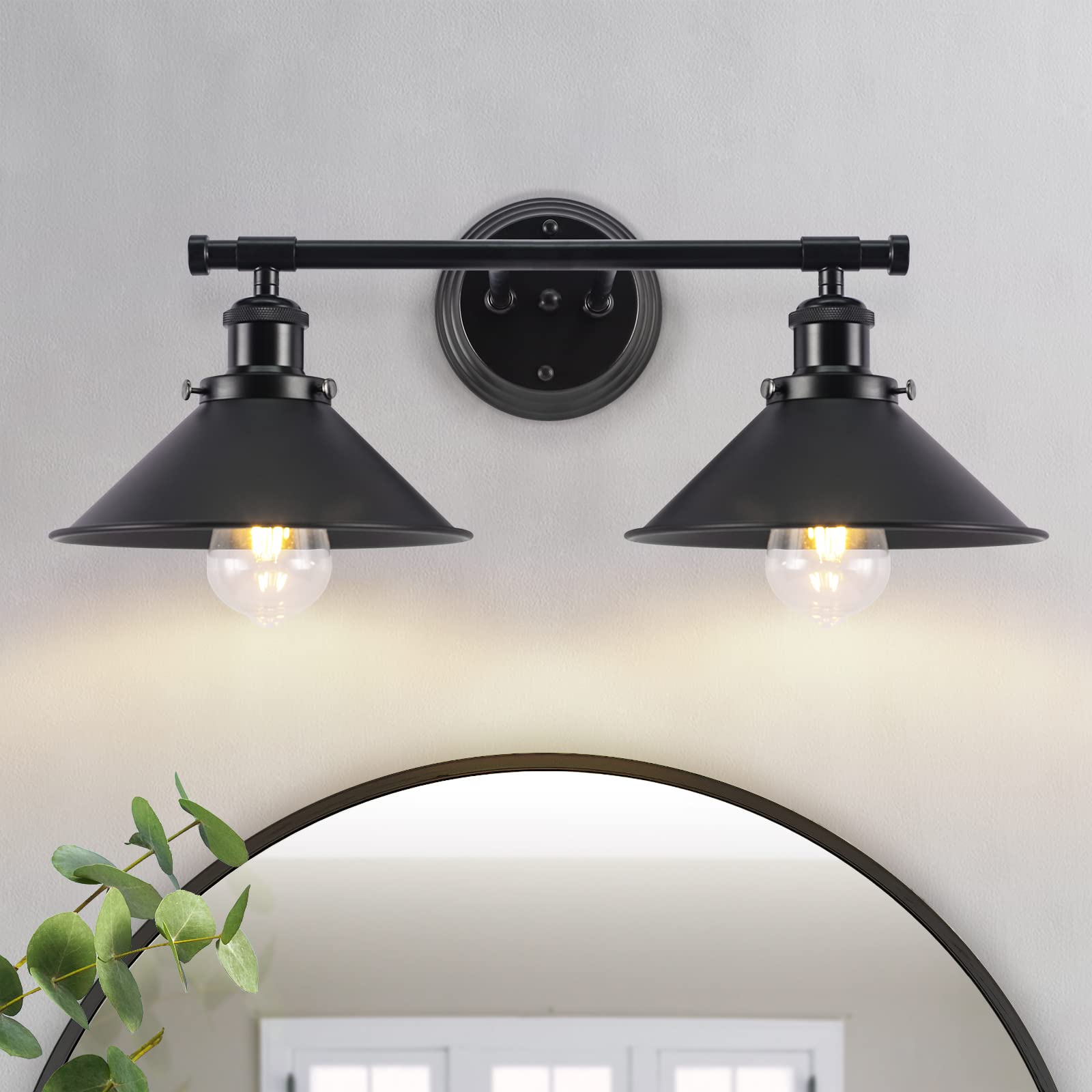 Alynzee 2 Light Dual Purpose Bathroom Vanity Light Fixtures  Farmhouse Wall Sconce Matte Black  20 Inch Industrial Bathroom Vanity Lighting Fixtures Over Mirror Kitchen Living Room Workshop Cafe