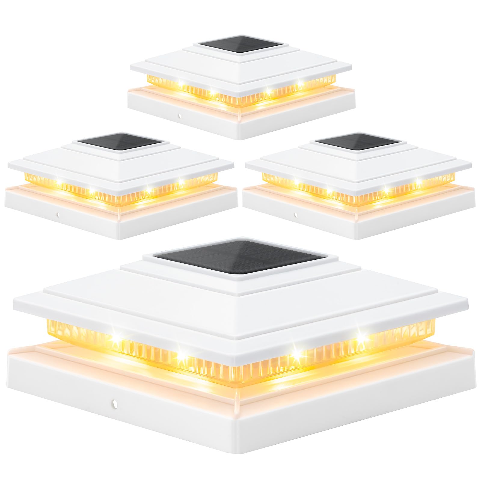 Aponuo 4X4 Post Solar Lights,2-Mode Ip64 Waterproof 16 Bright Leds Outdoor Lighting For Deck,Fence,Patio,Garden,Yard,Long-Lastin