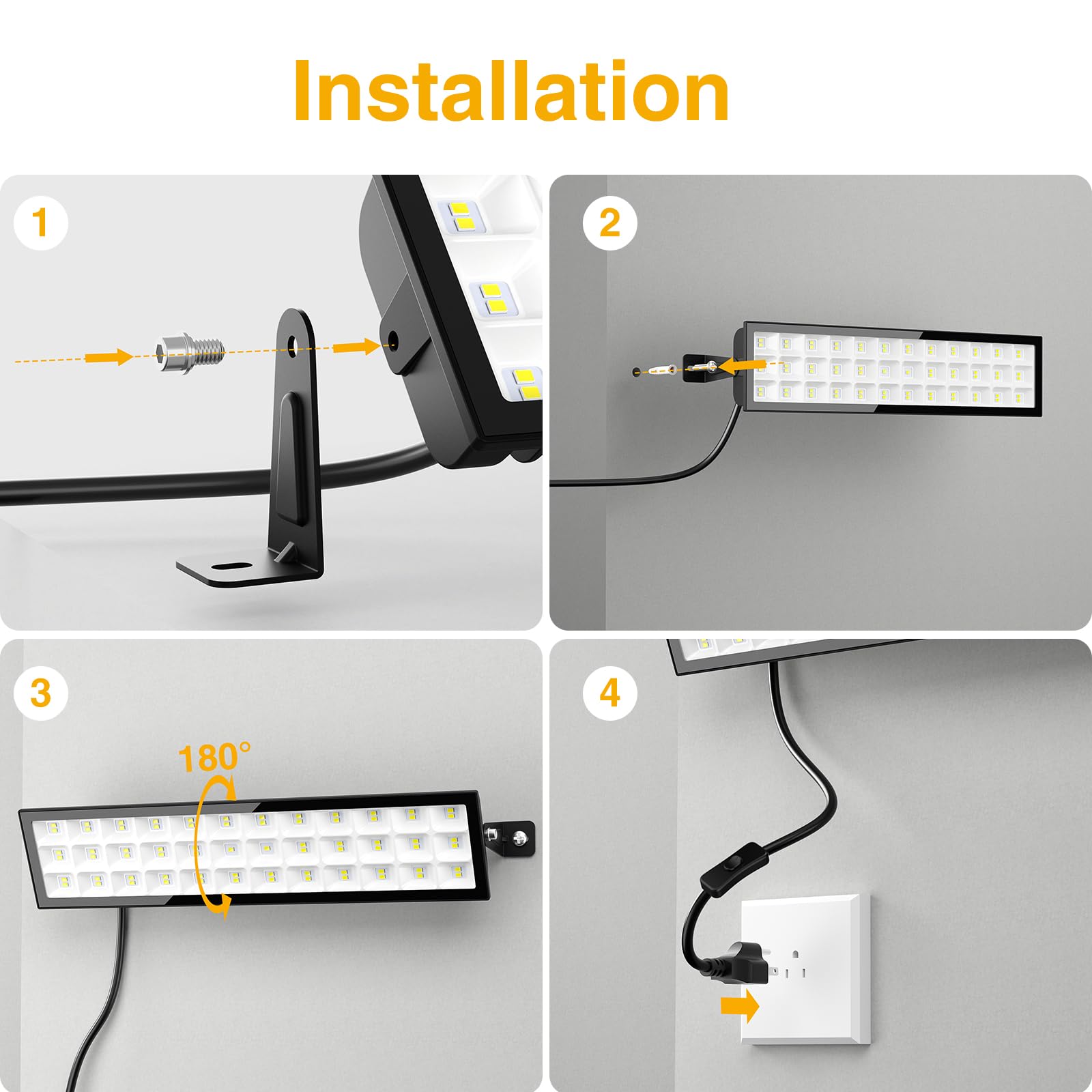 Onforu 4Pack LED Shop Lights, 100W 14000lm, IP66 Waterproof, 6500K Daylight White, Ultra Bright Garage Lighting
