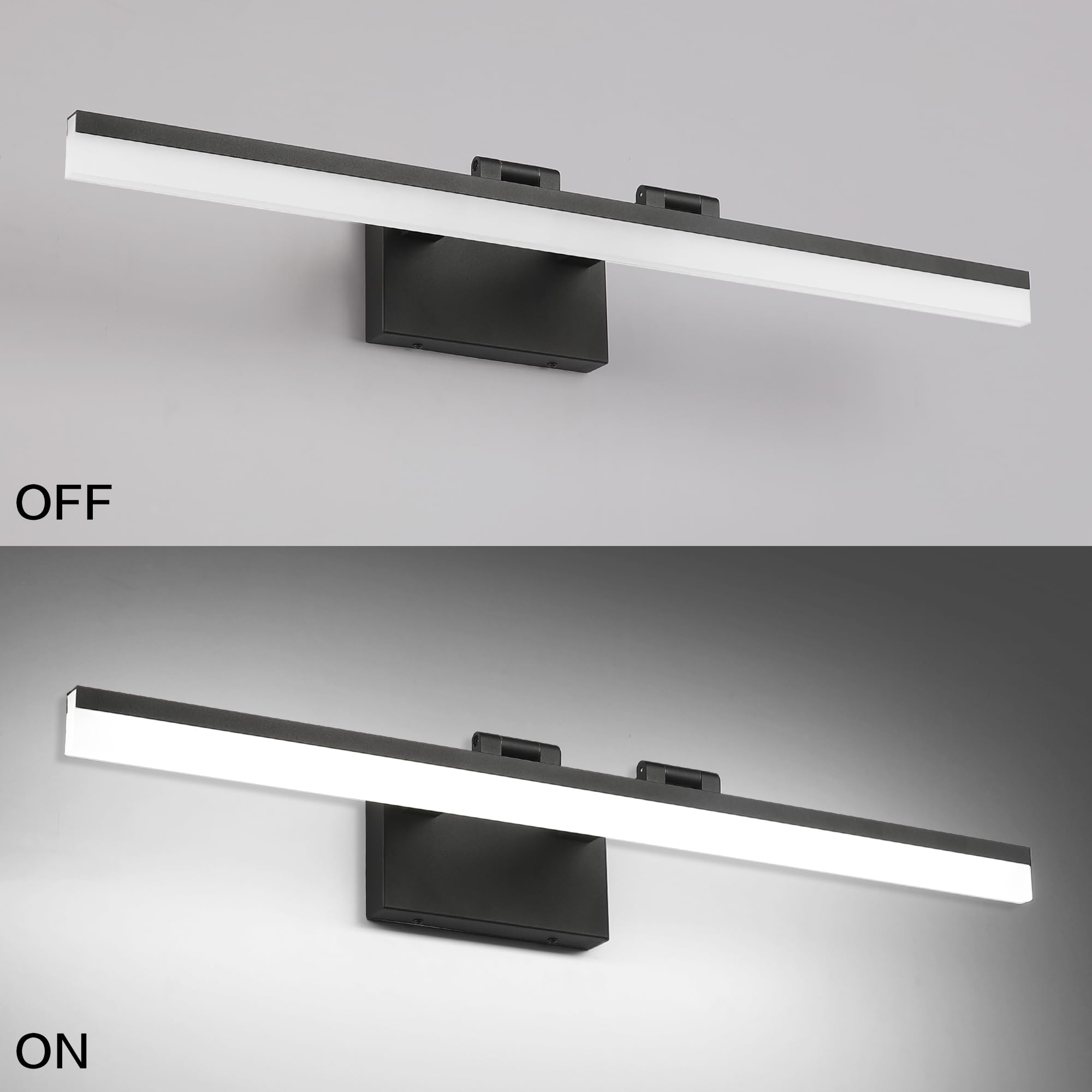 SOLFART Vanity Lights Over Mirror, 31.5 Inch, 5 Color Temperature, Dimmable, Aluminum, Matt Black, Model 8778-810mm-BK-5CCT