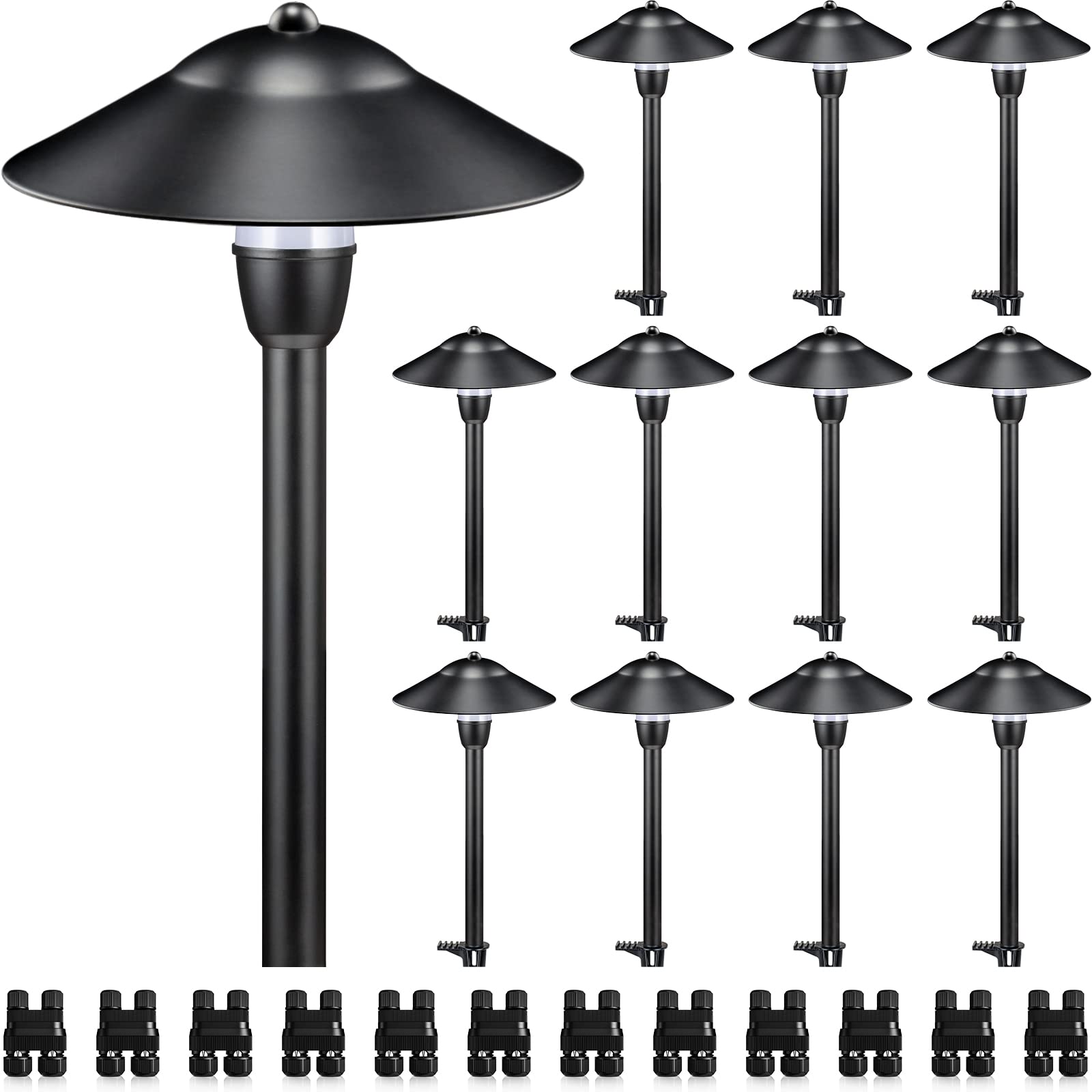 Sunvie Led Low Voltage Landscape Lights 3W, Waterproof 3000K Pathway Lighting, 12 Pack