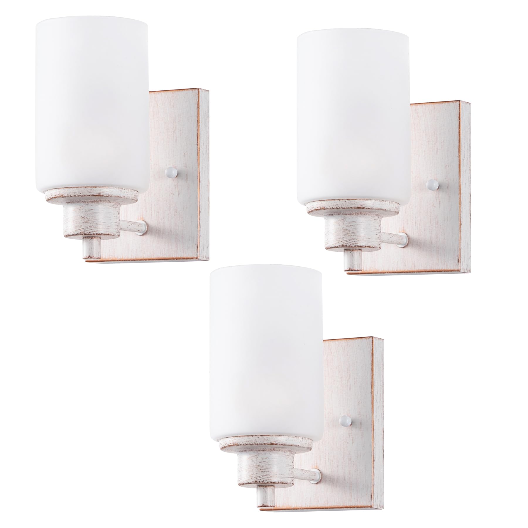 Eidonta Bath Vanity Light Fixture, 3 Pack, Modern Wall Sconce, Opal White Glass Shade, White Gold, Model 046a9a19-047b-4523-849