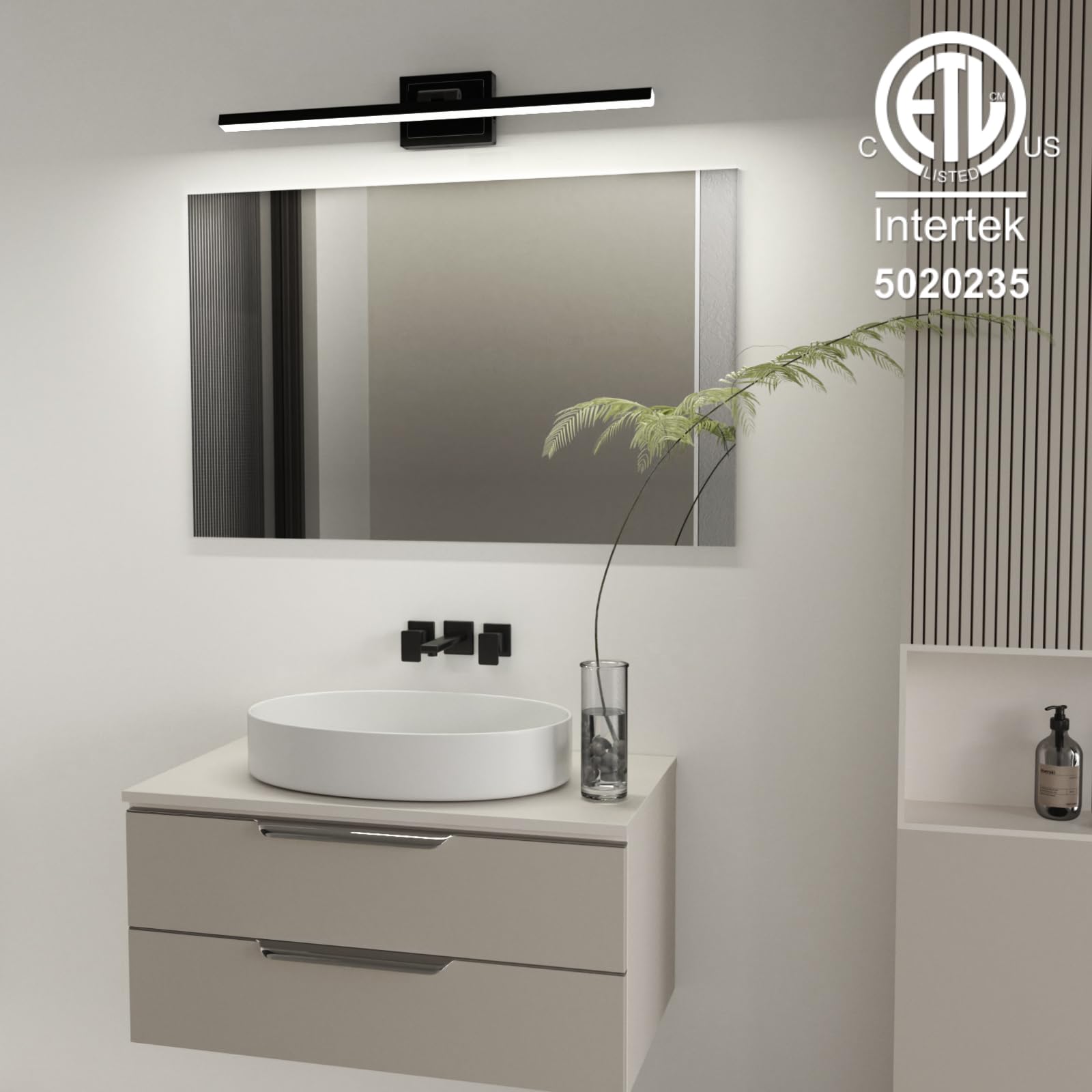 VOLISUN Bathroom Vanity Light 18W Dimmable 5CCT, 31.5 inch Black Fixture, Rotatable, Model 21317ZM