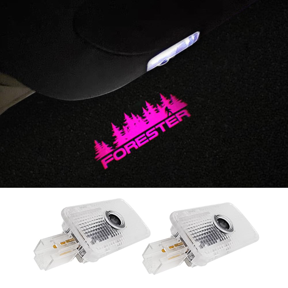 uunonaha LED Car Door Logo Lights Projector - Forester Pink, Aluminum, 2 pcs Puddle Lamp for Forester Accessories