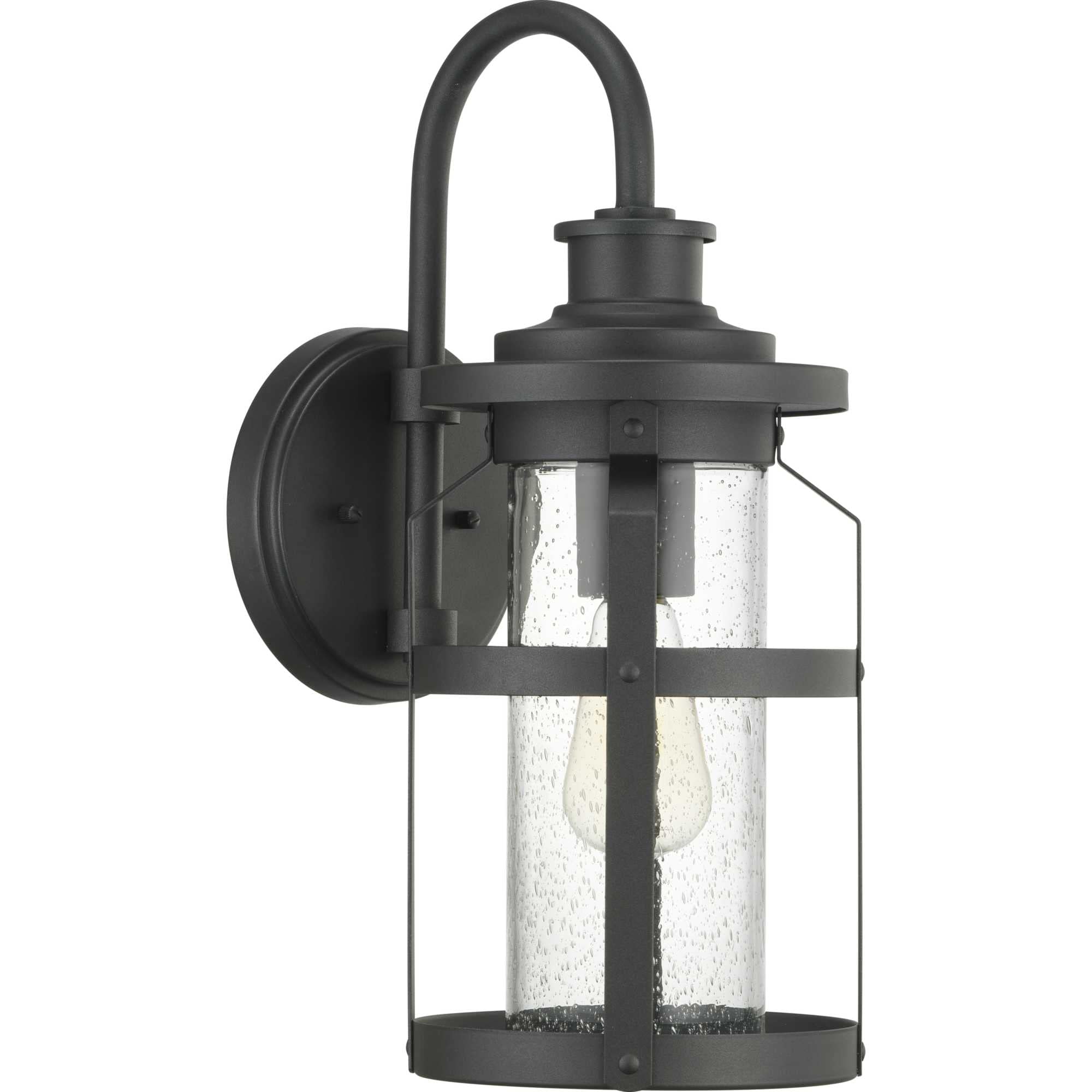 Progress Lighting 1-Light Outdoor Wall Lantern, Clear Seeded Glass, Textured Black, Model P560095-031