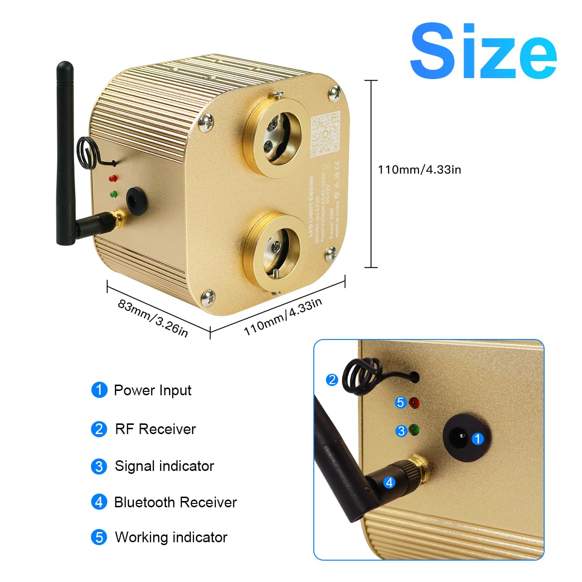 Amki Dual Port 20W Twinkle Sound Mode Rgbw Light Source Engine Driver Remote/App Control Starlight Box Motor For Fiber Optic Sta