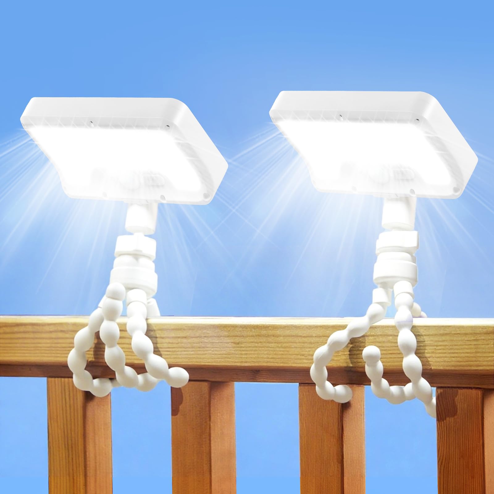 Thumok Motion Sensor Outdoor Lights with Flexible Octopus Tripod - 600LM Solar Sercurity Lights Waterproof, Dual Charging Solar 