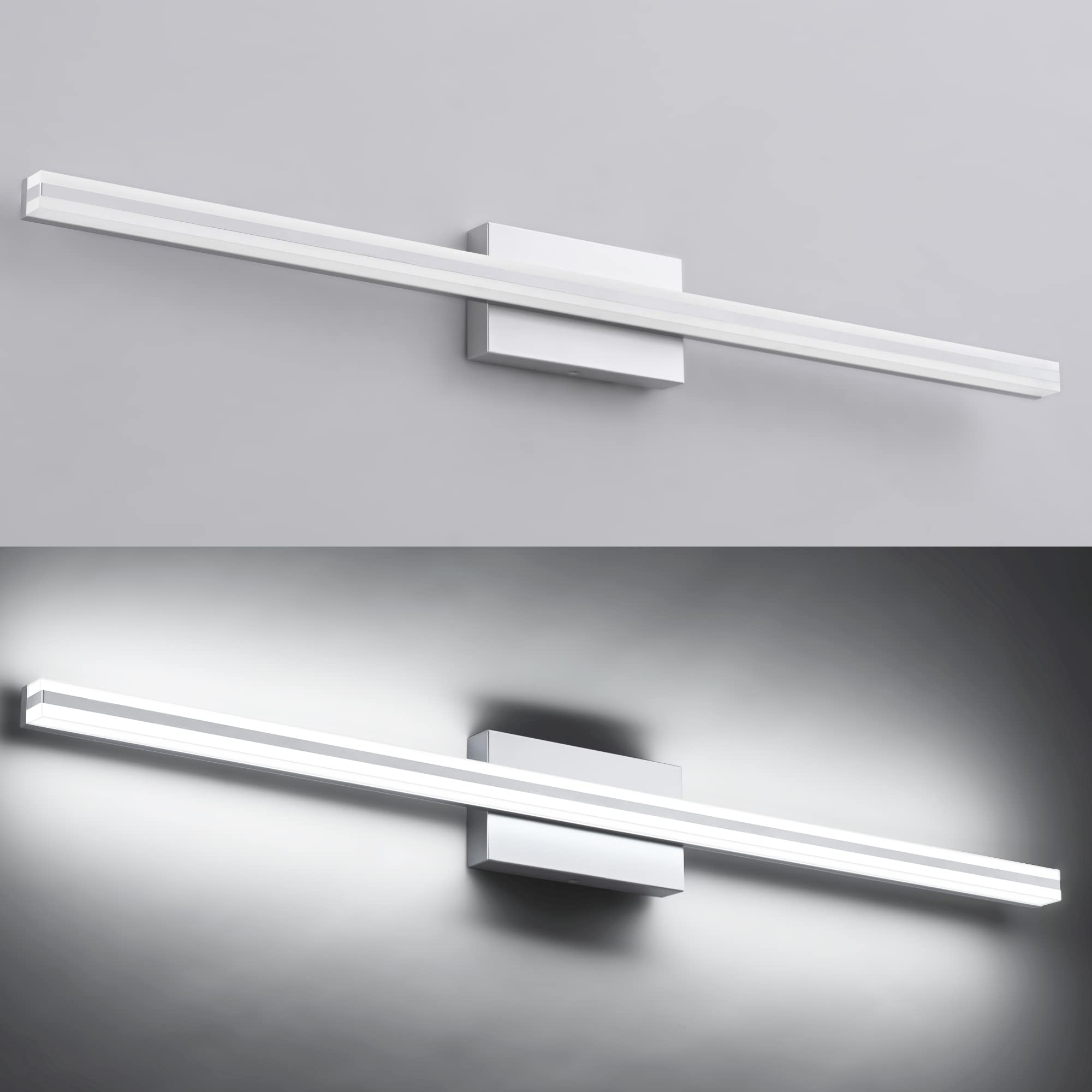 SOLFART 40 Inch Vanity Light Fixture Modern Silver LED Wall Light Over Mirror Aluminum S8200-1016mm