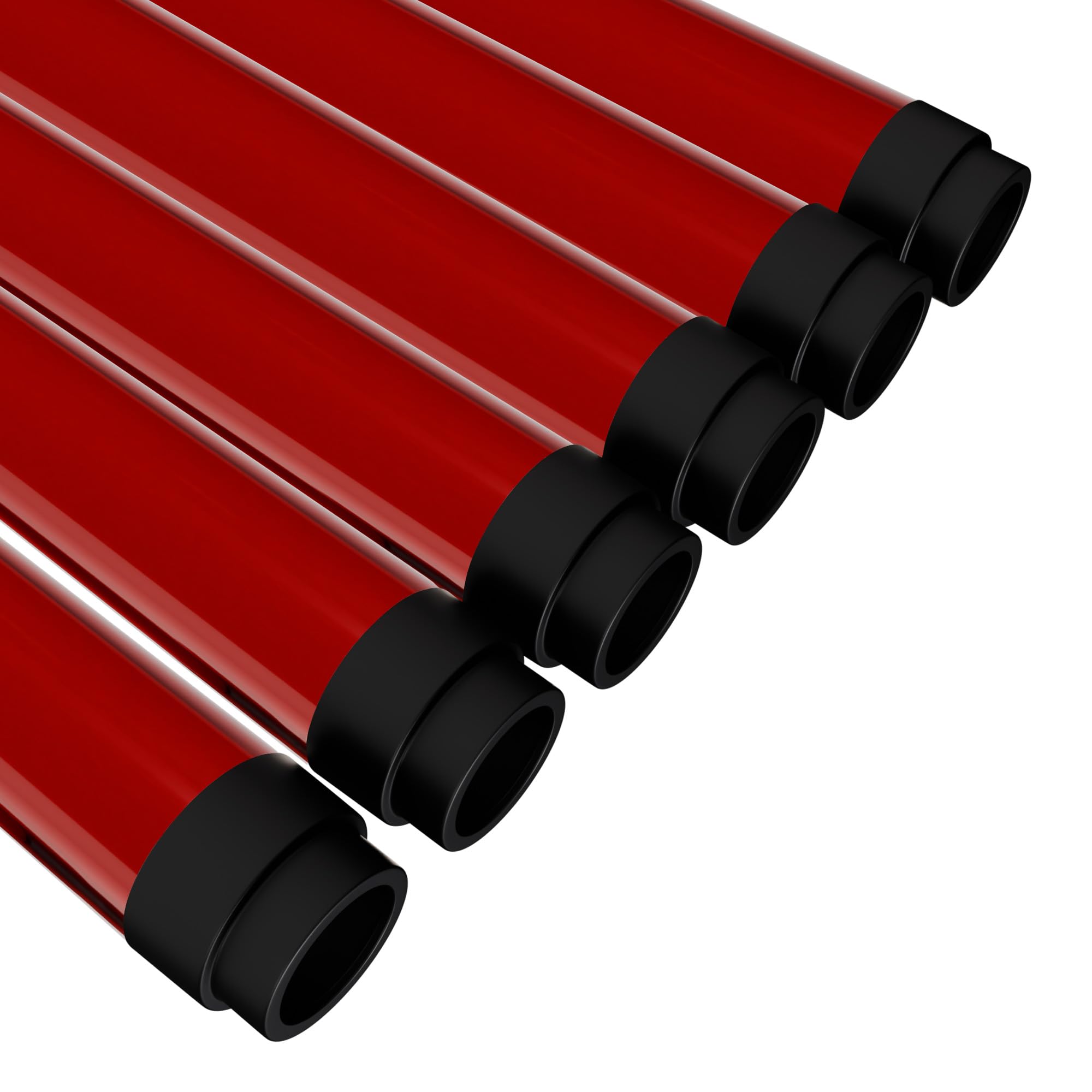 Kastlite T8 Led/Fluorescent Light Tube Guard With End Caps - 46-3/8 Lamp Diffuser Covers & Safety Sleeves  Red Protective Plastic Bulb Replacement Covering & Overhead Lighting Accessory  Pack Of 12