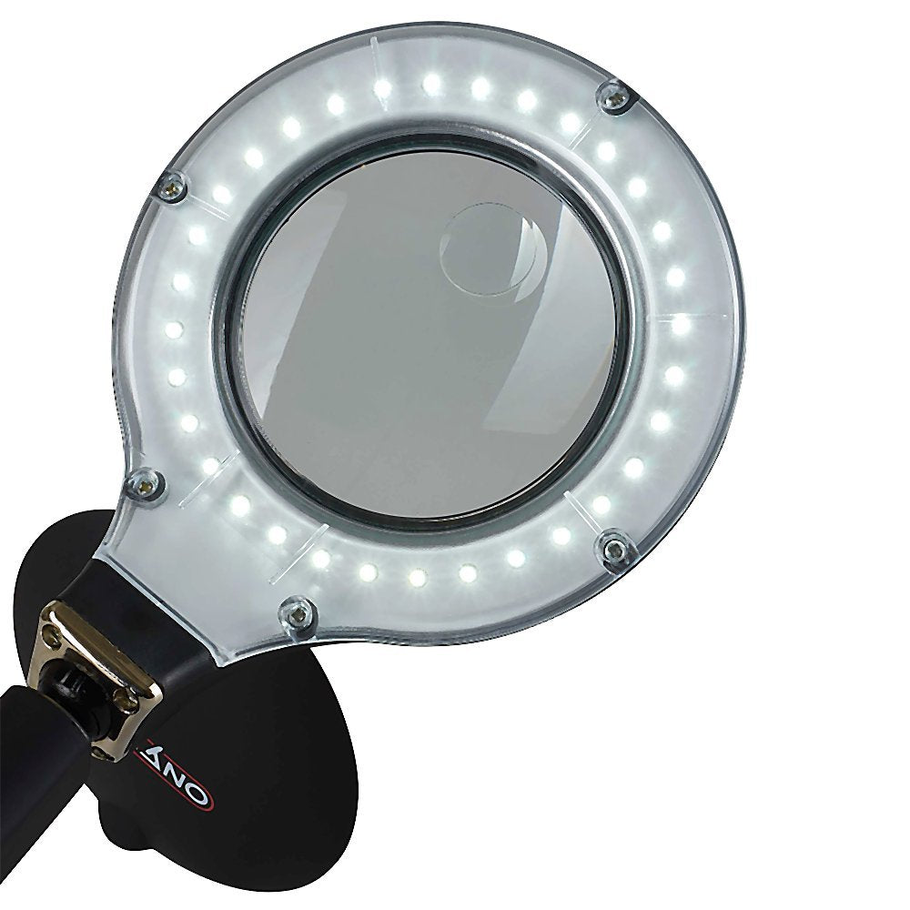 Omano Magnifying Lamp, Table And Desk Light | 1.75X Magnifying Glass With Light | 3 Diopter And 12 Diopter Spot Inspections | Stable Tabletop Stand, Adjustable Arm | 500 Lumen Led Output