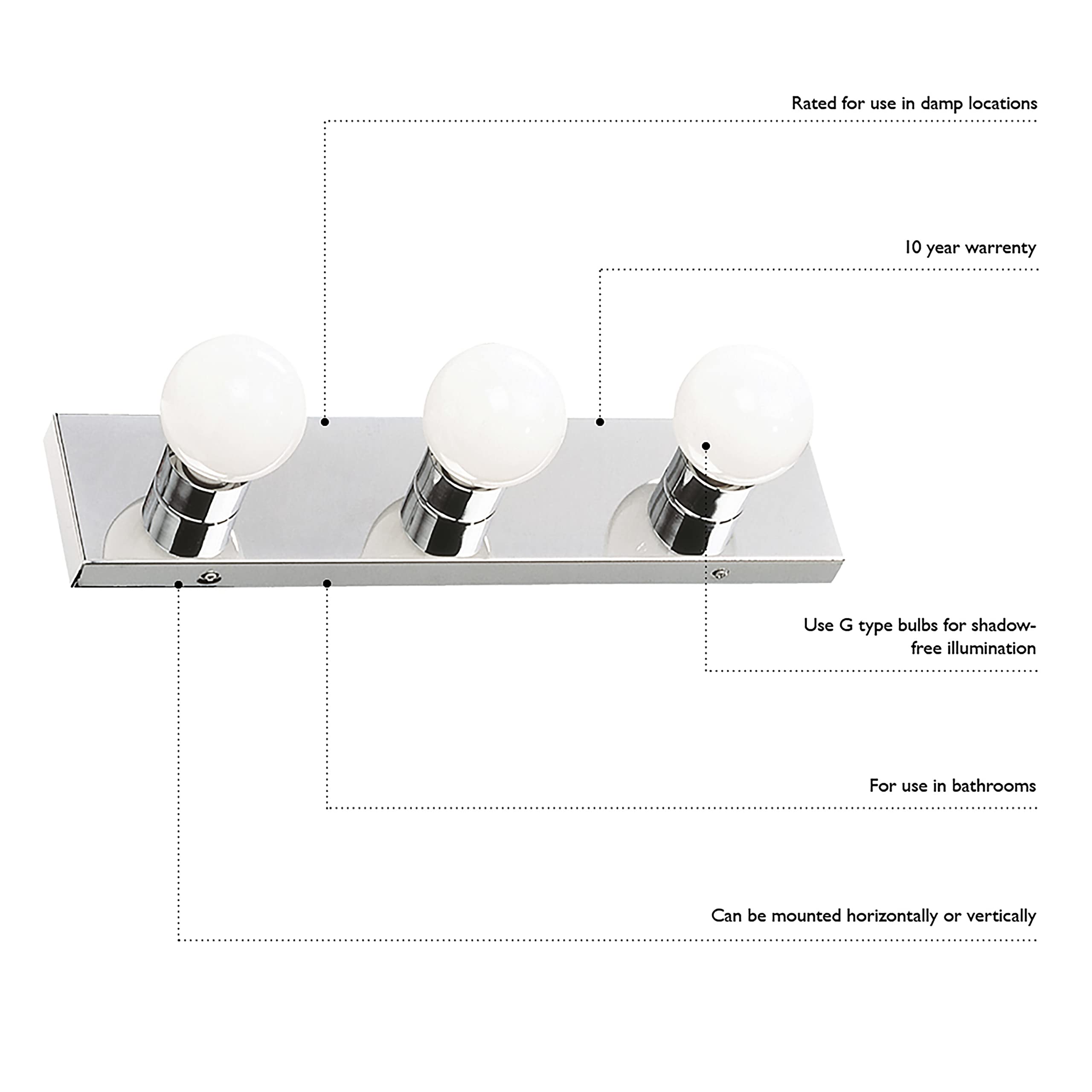 Design House 500942 6-Light Vanity Light, Steel, Polished Chrome