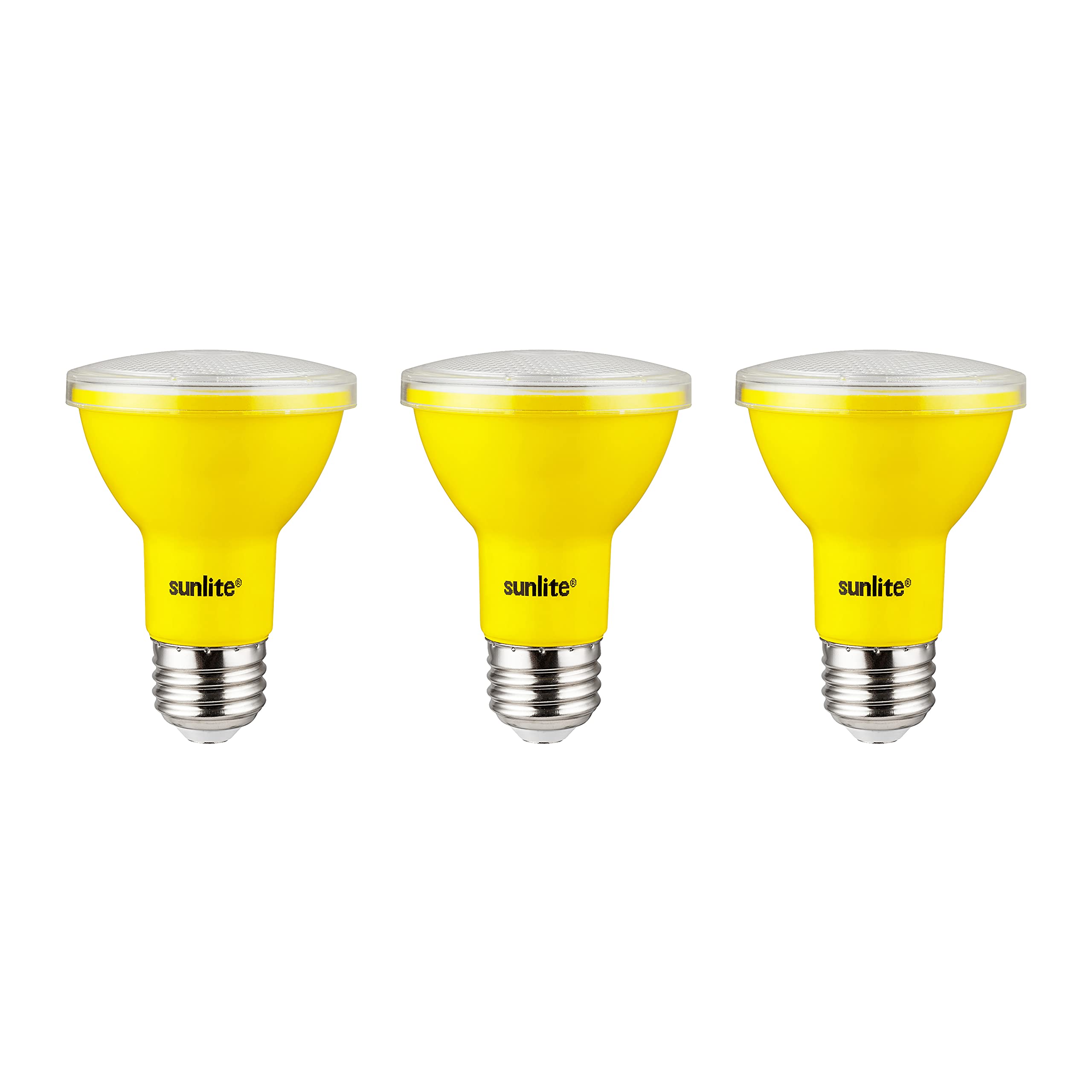 Sunlite LED PAR20 Floodlight Bulb, 3W (50W Equivalent), Medium E26 Base, Yellow, 3 Count, ETL Listed