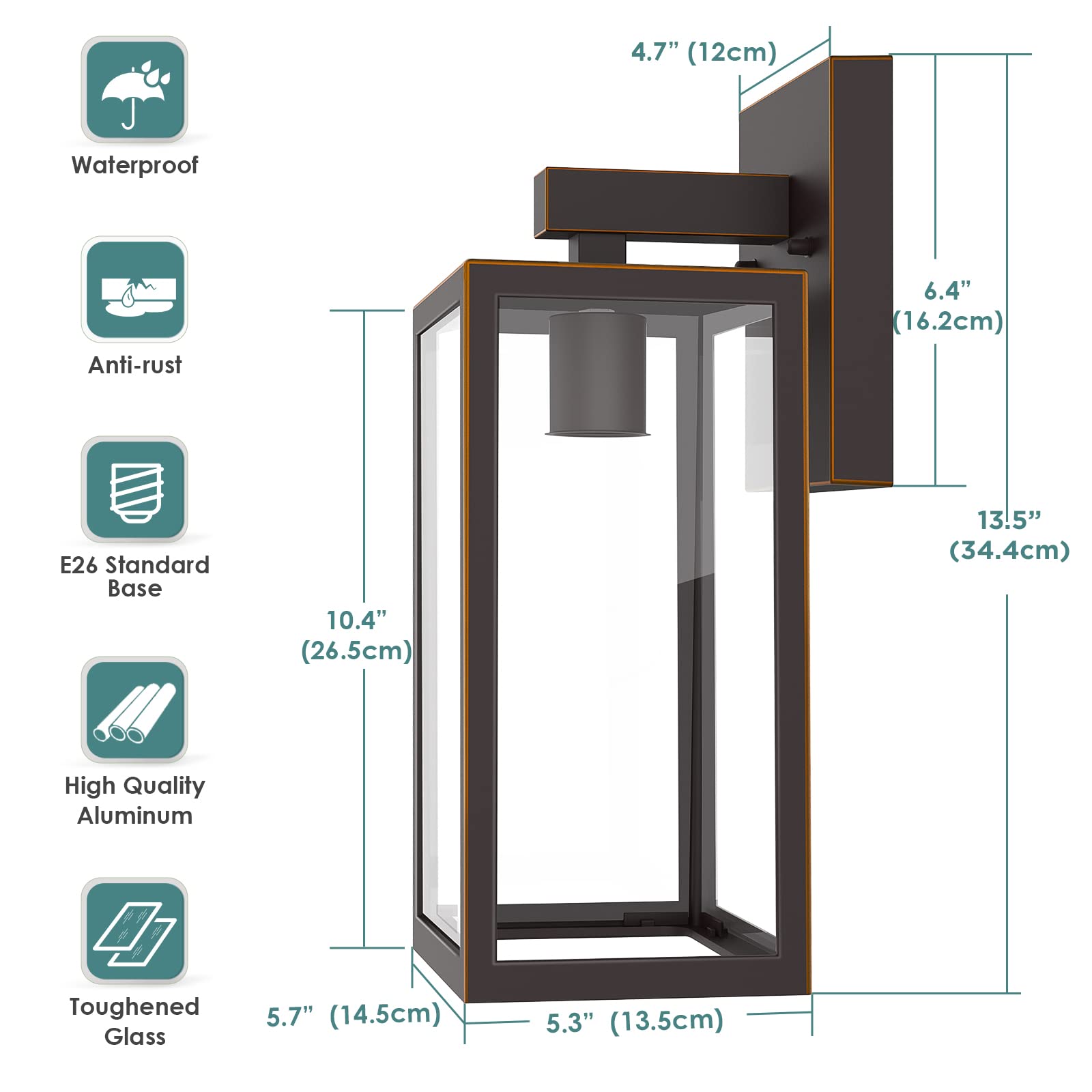 Maxvolador Outdoor Wall Lantern, Large Exterior Waterproof Wall Sconce Light Fixture, Oil Rubbed Bronze Anti-Rust Mount Lights,