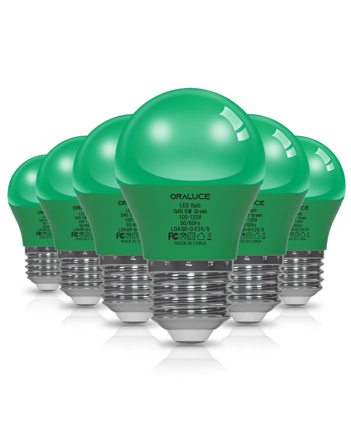 Oraluce Green Porch Light Bulb 40 Watt Equivalent,A15 Led Bulbs For Halloween Christmas Party Decoration And Lighting,Colored Light Bulb With E26 Base,5W 450Lm Non-Dimmable,6 Pack.