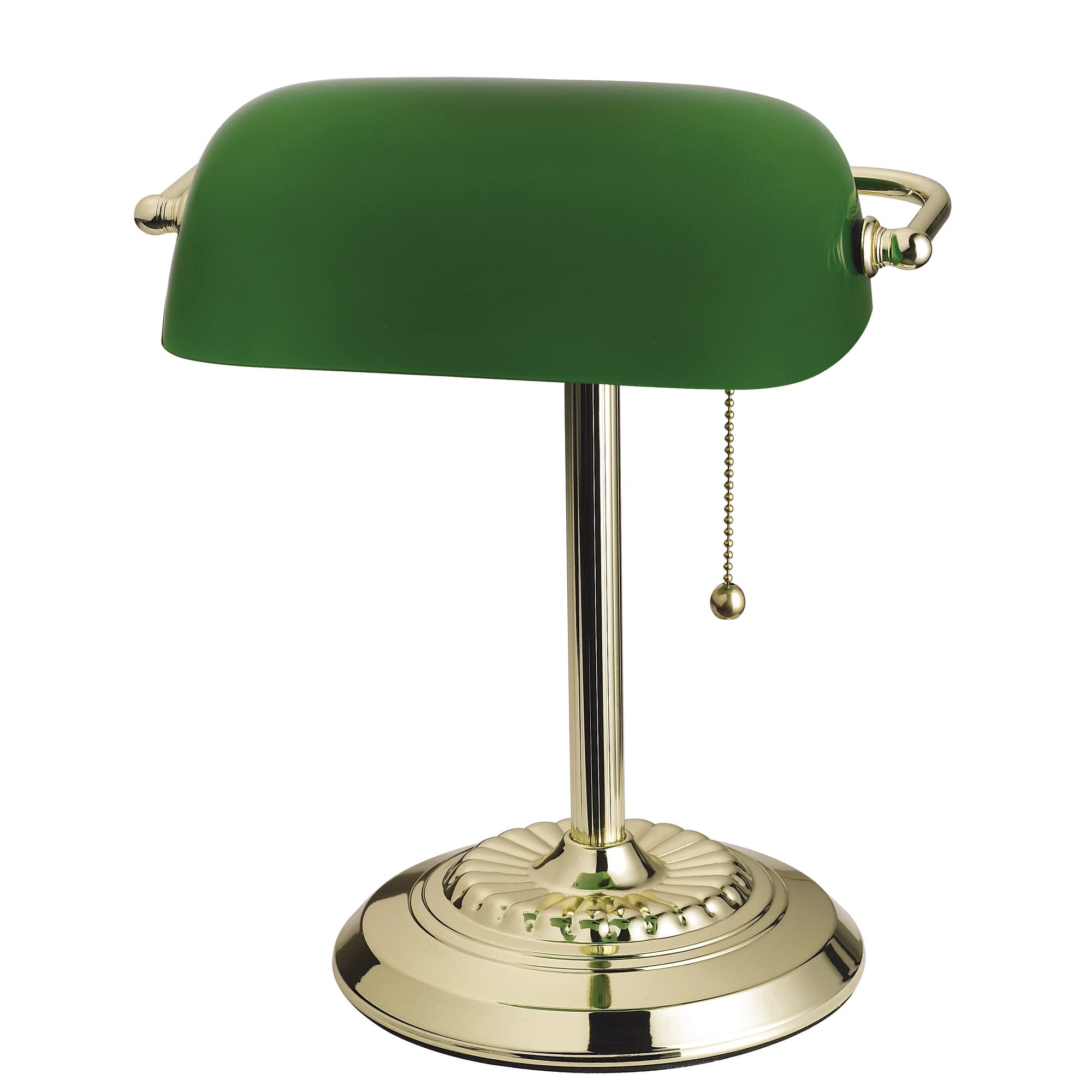 Catalina Lighting Traditional Desk Lamp, 13.5in Green Glass, Smart Home Capable, Model 17466-017