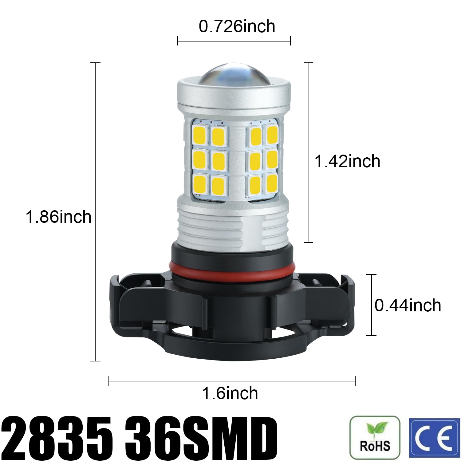 KISLED LED Fog Light Bulbs 3000lm PSX24W 2504 High Power 2835 Chips Gold Yellow