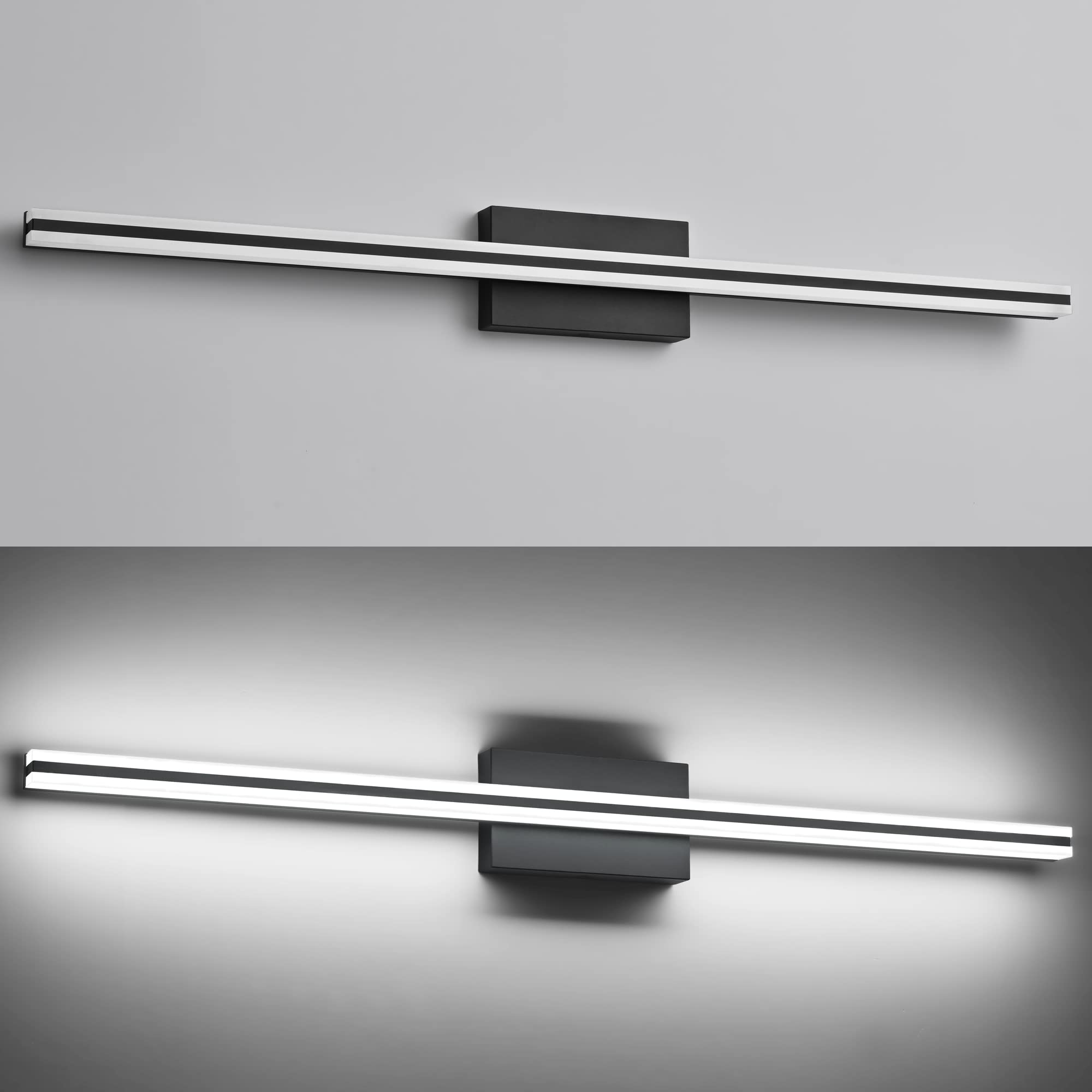 SOLFART Black Vanity Light Fixture, 40.2 Inch Modern LED Over Mirror Lighting, Aluminum, Model S8200-1016mm-BK-ND