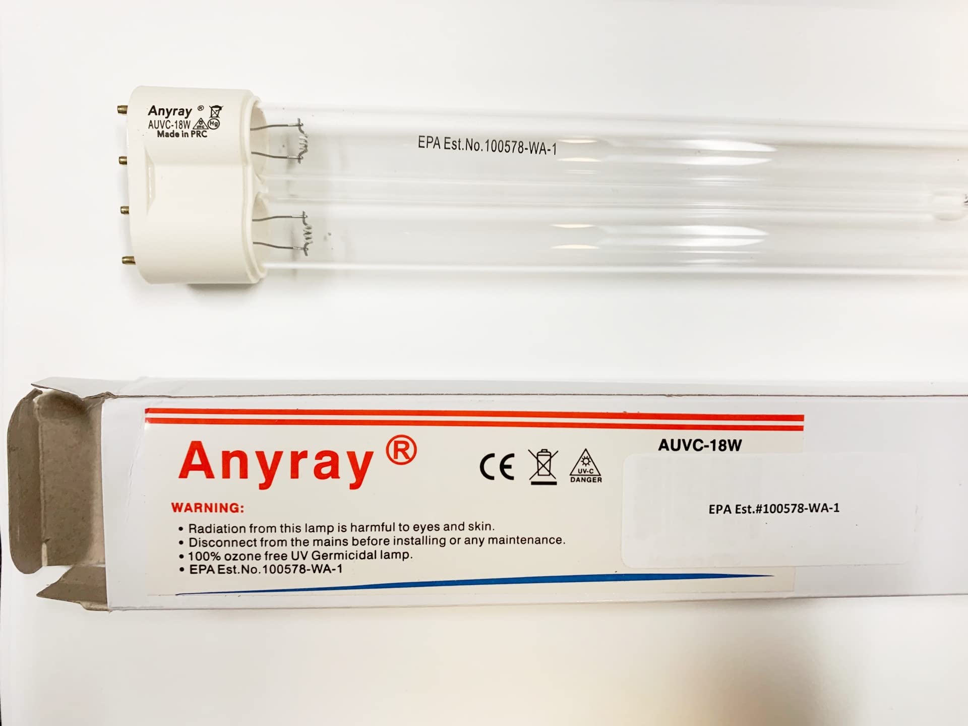 Anyray 18W Pl-L18W Uv-Tuv 2G11 Base Universal Germicidal Lamp Replacement For 18Watt Package Of 2