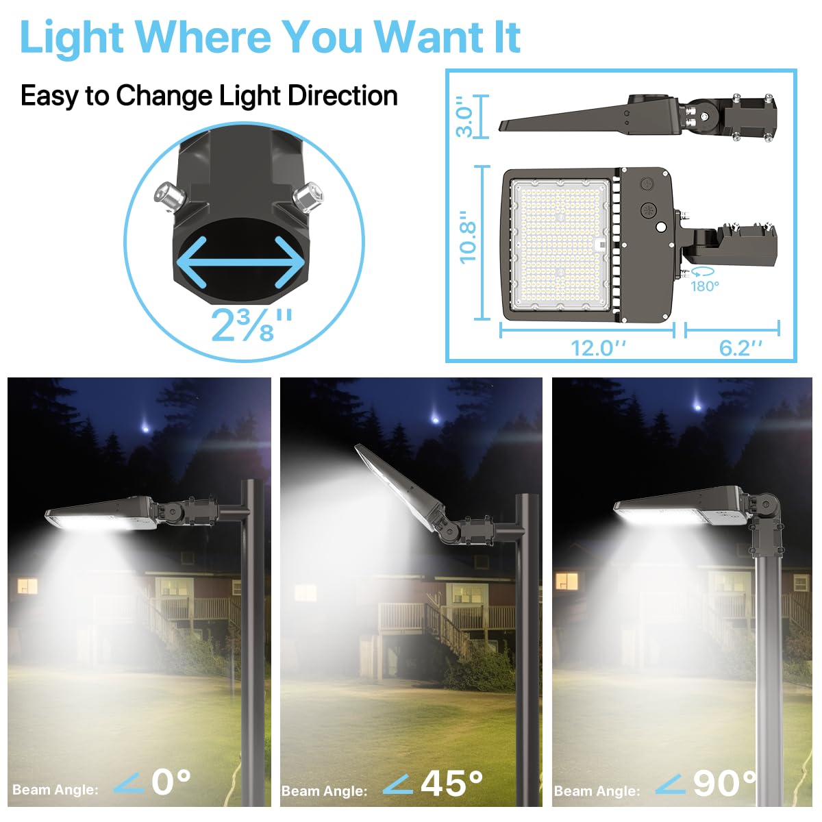 HYPERLITE 200W LED Parking Lot Light, 30000LM, Dusk to Dawn, 3-Pack, Bronze, Model SAZE-200WSFM-3PCS, IP