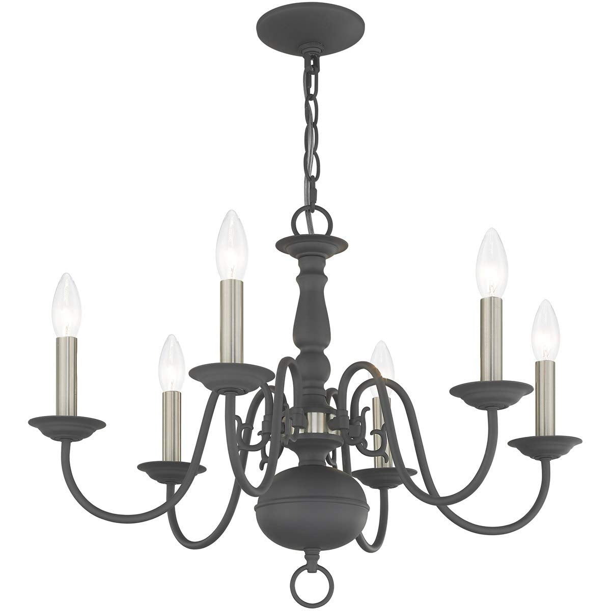 Livex Lighting Williamsburgh 6 Lt Scandinavian Gray Chandelier