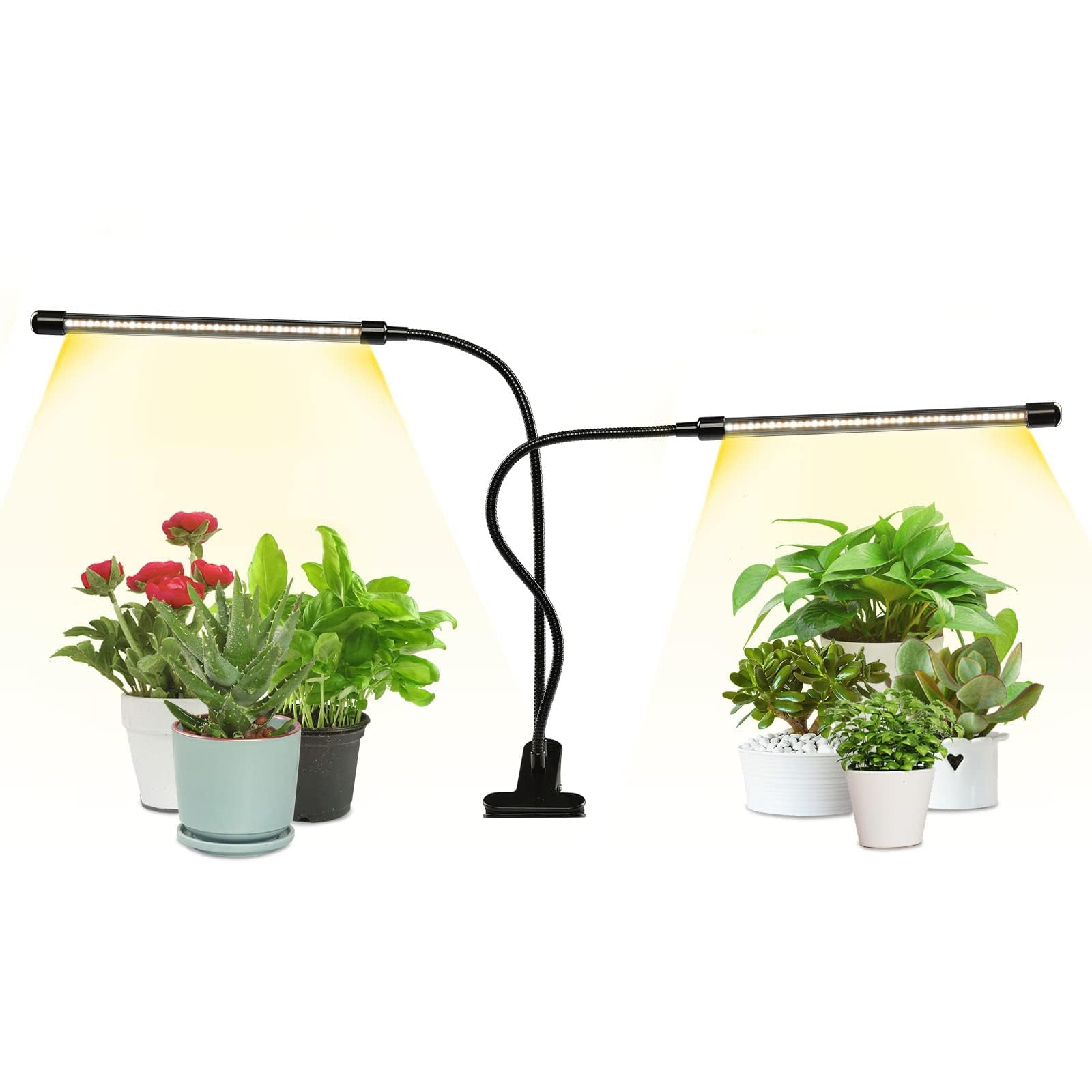 Ipower Led Grow Lights - Full Spectrum Plant Lamp, 2 Tubes, 3 Timing Modes, Yellow