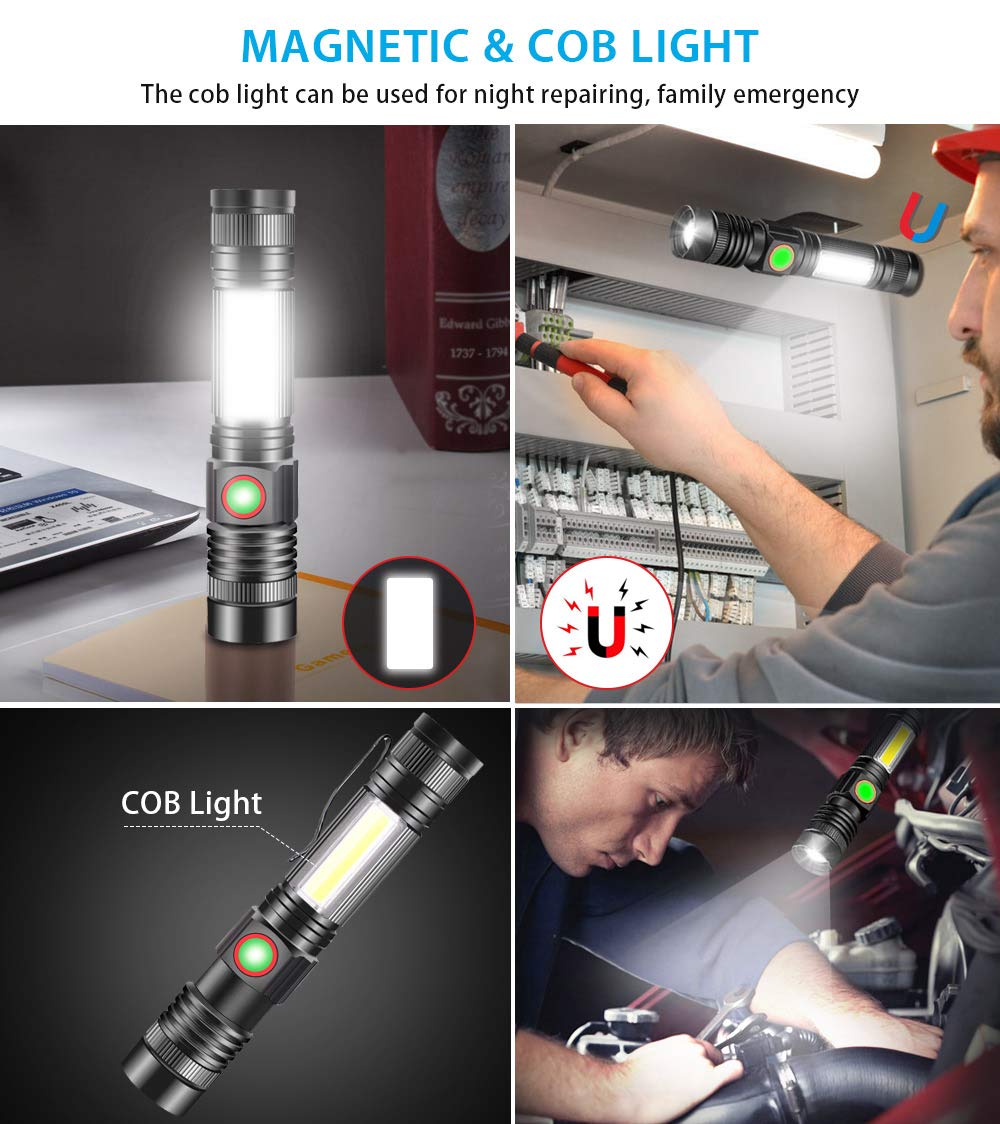 Itoncs 2000 Lumens Led Tactical Flashlight, Waterproof, 4 Modes, Magnetic, Outdoor Emergency