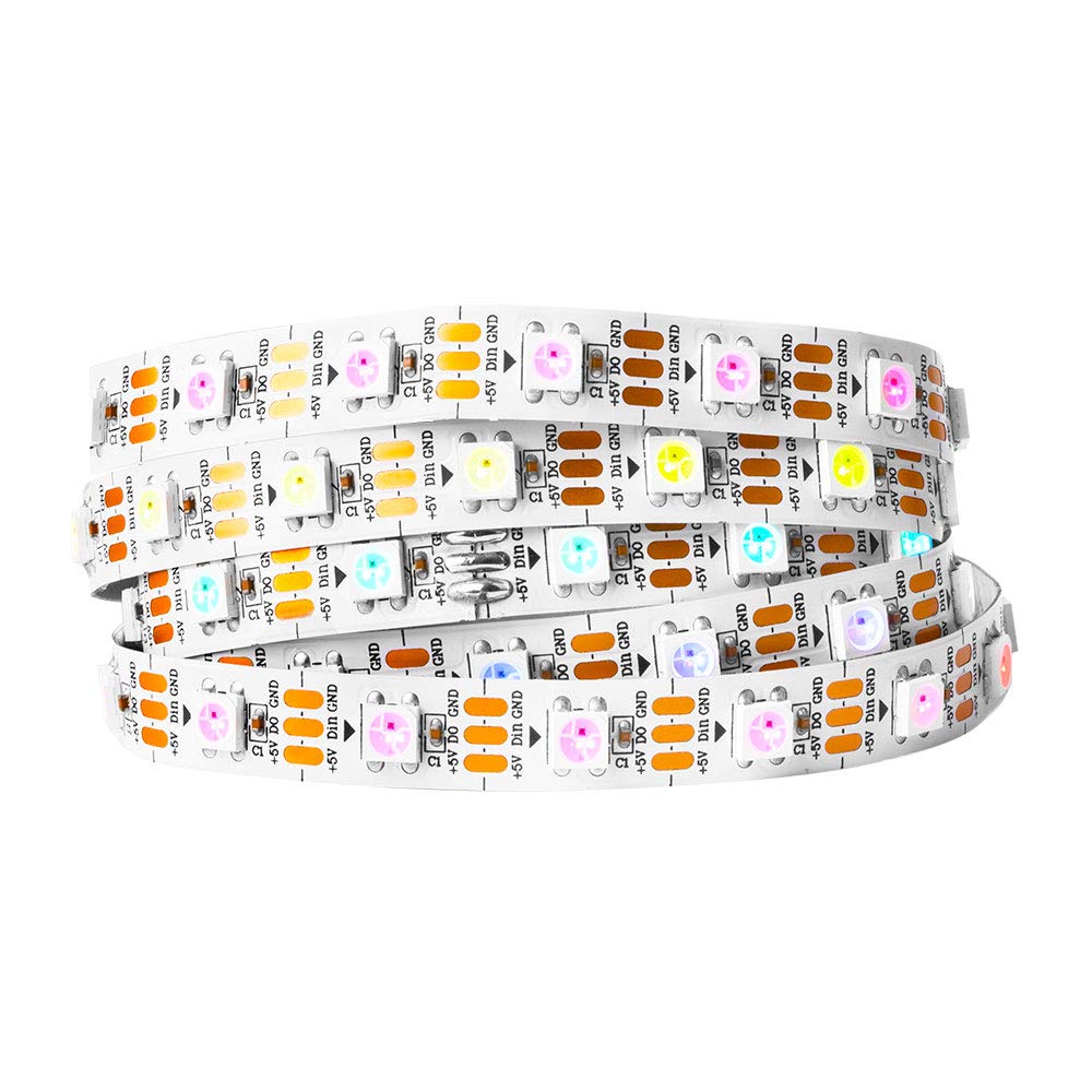 BTF-LIGHTING WS2812B RGB LED Pixel Strip 3.3FT 60LED White PCB Flexible Non-Waterproof Model WS2812B1M60LW30