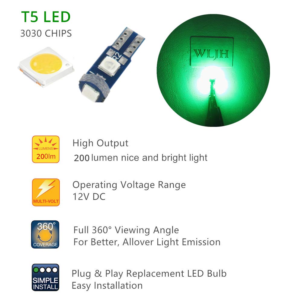 Wljh 74 Led Bulb Dash Lights Super Bright T5 2721 37 86 286 Wedge Pc74 Twist Socket Automotive Instrument Panel Gauge Light Kits