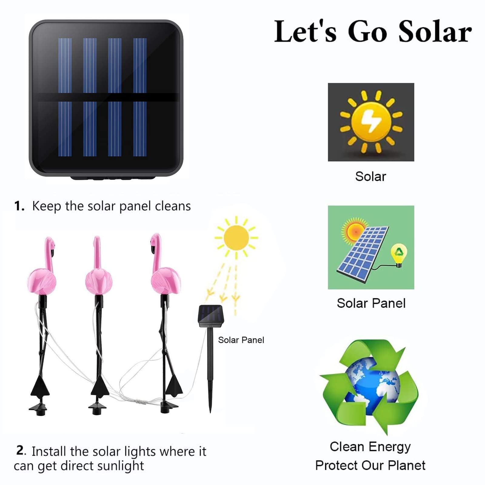 Ratopo Solar Flamingo Light 6 Pcs, Waterproof Solar Garden Lights Outdoor Decor, Pink Flamingo Garden Decor, Birthday Christmas New Home Gift, For Yard Lawn Walkway Pathway