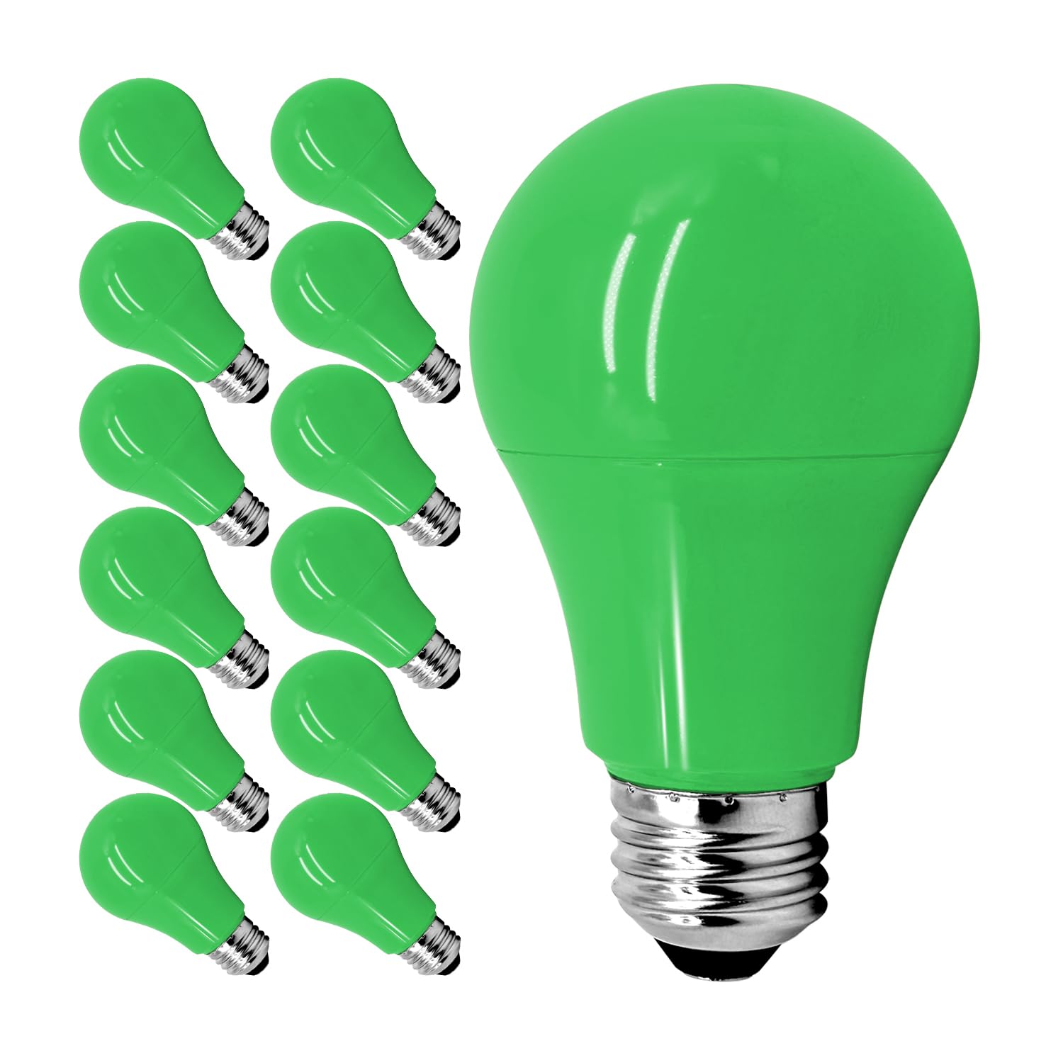 12 Pack Green Light Bulbs A19 7W (60W Equivalent), E26 Red Led Lights For Holiday Lighting, Porch, Party, Bar Ambiance Decor, Ha