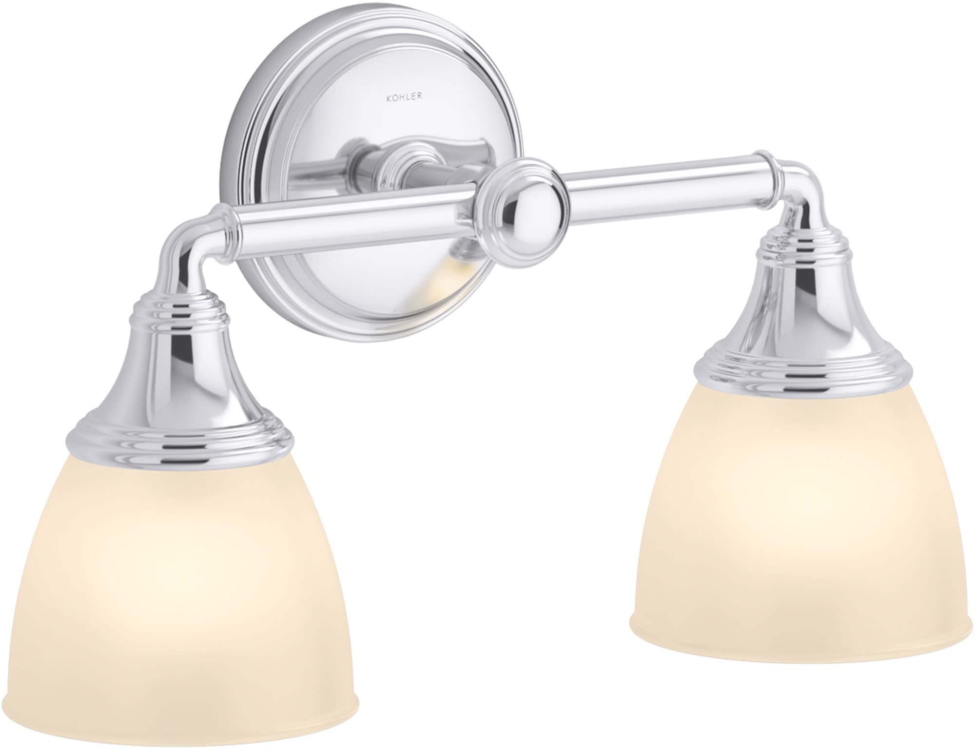 KOHLER Devonshire Bathroom Vanity Light Fixture, 2 Light Wall Sconce, Polished Chrome, Model 10571-CPL, Up/Down Position, UL Listed