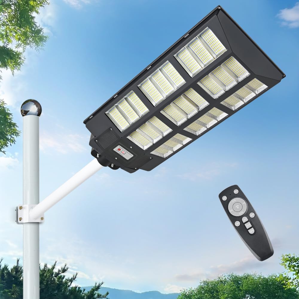 DENGMALL Solar Street Light, 24000 Lumens, Motion Sensor, Remote Control, Waterproof, 24000W, Model DMTYNLD-018