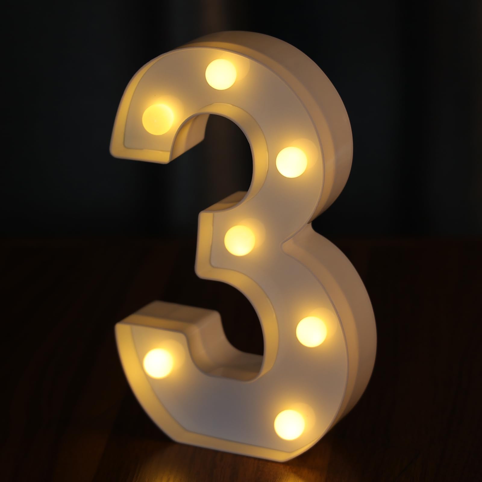 IFDGCTK Light Up Number 3, Battery Powered LED Decorative Light, Warm Light, Plastic Home Decor for Party and Bar