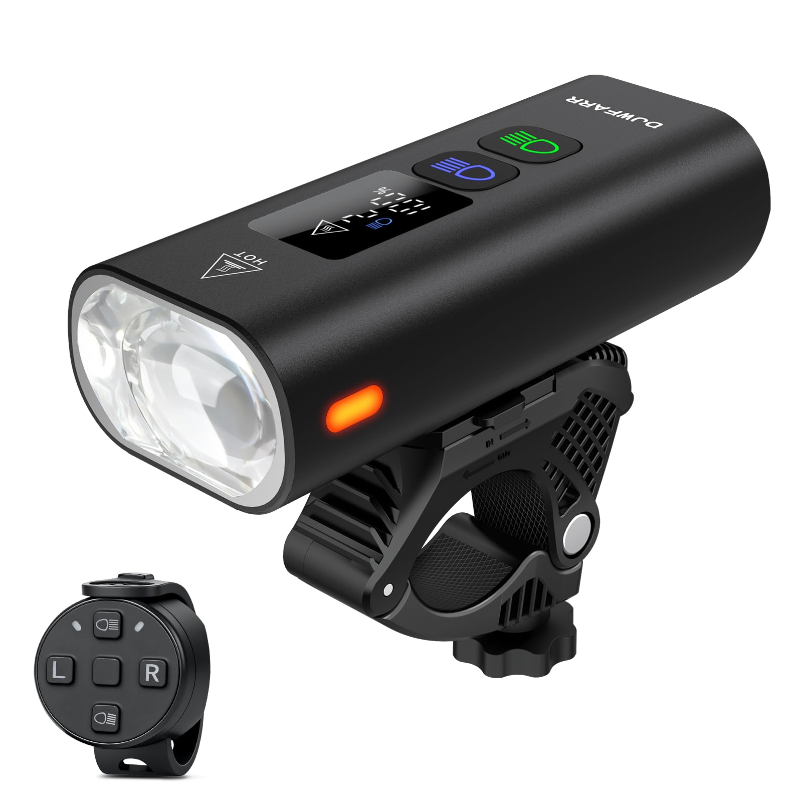 DJWFARR 2000Lumens Bike Light, 6400mAh USB-C Rechargeable Bike Headlight, Dual Beam, 13 Modes, Waterproof, Quick Release Mount, 