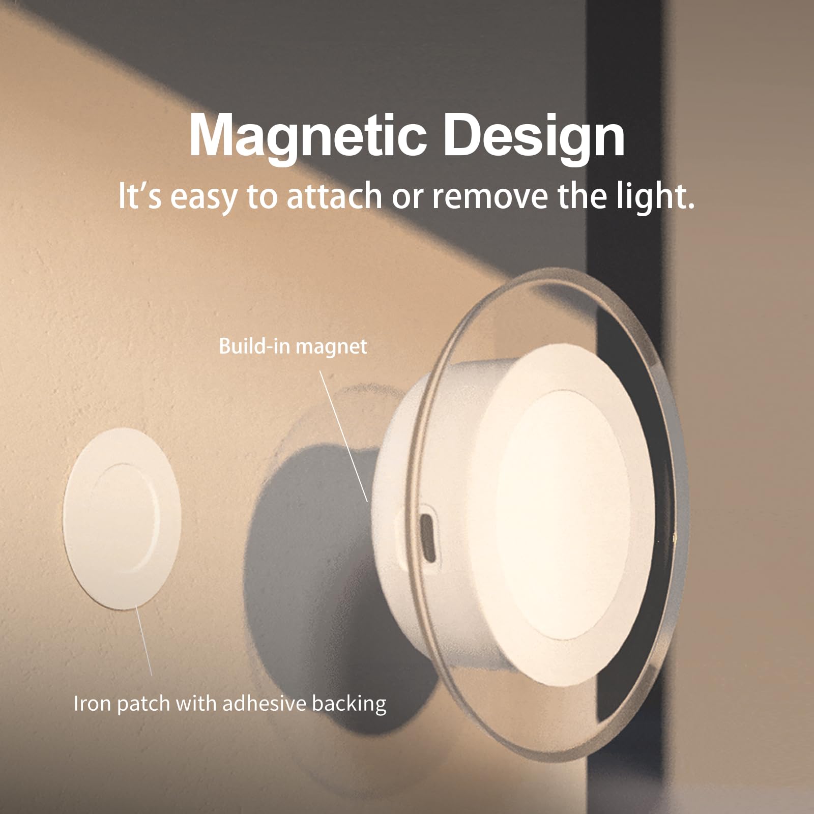 Artin-X Magnetic Motion Sensor Night Light, 2 Pack, Rechargeable, Acrylic, Model AMY-NR96CR283WXX0, Ideal for Bedroom & Bathroom