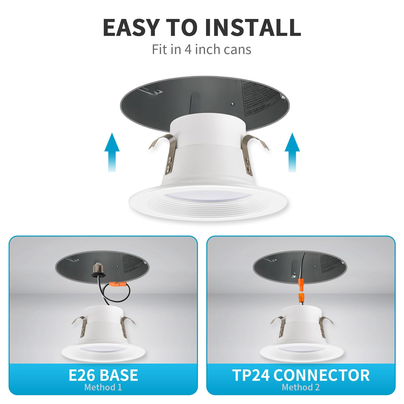 Mw 4 Pack 4 Inch Retrofit Led Recessed Lighting 10W=75W 750Lm 2700K/3000K/3500K/4000K/5000K 4 Inch Led Recessed Lights Baffle Trim Ic & Wet Rated Etl & Fcc California Ja8 Certified